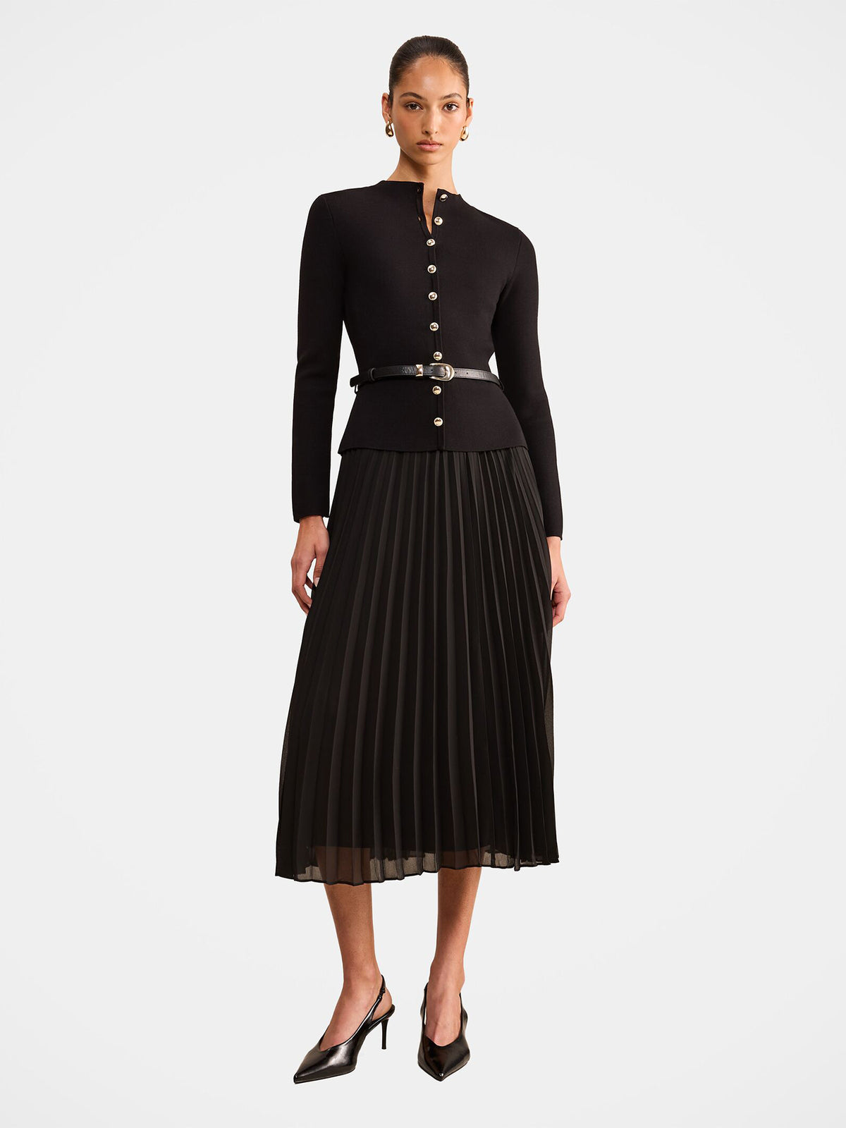 Milana Funnel Neck Midi Dress