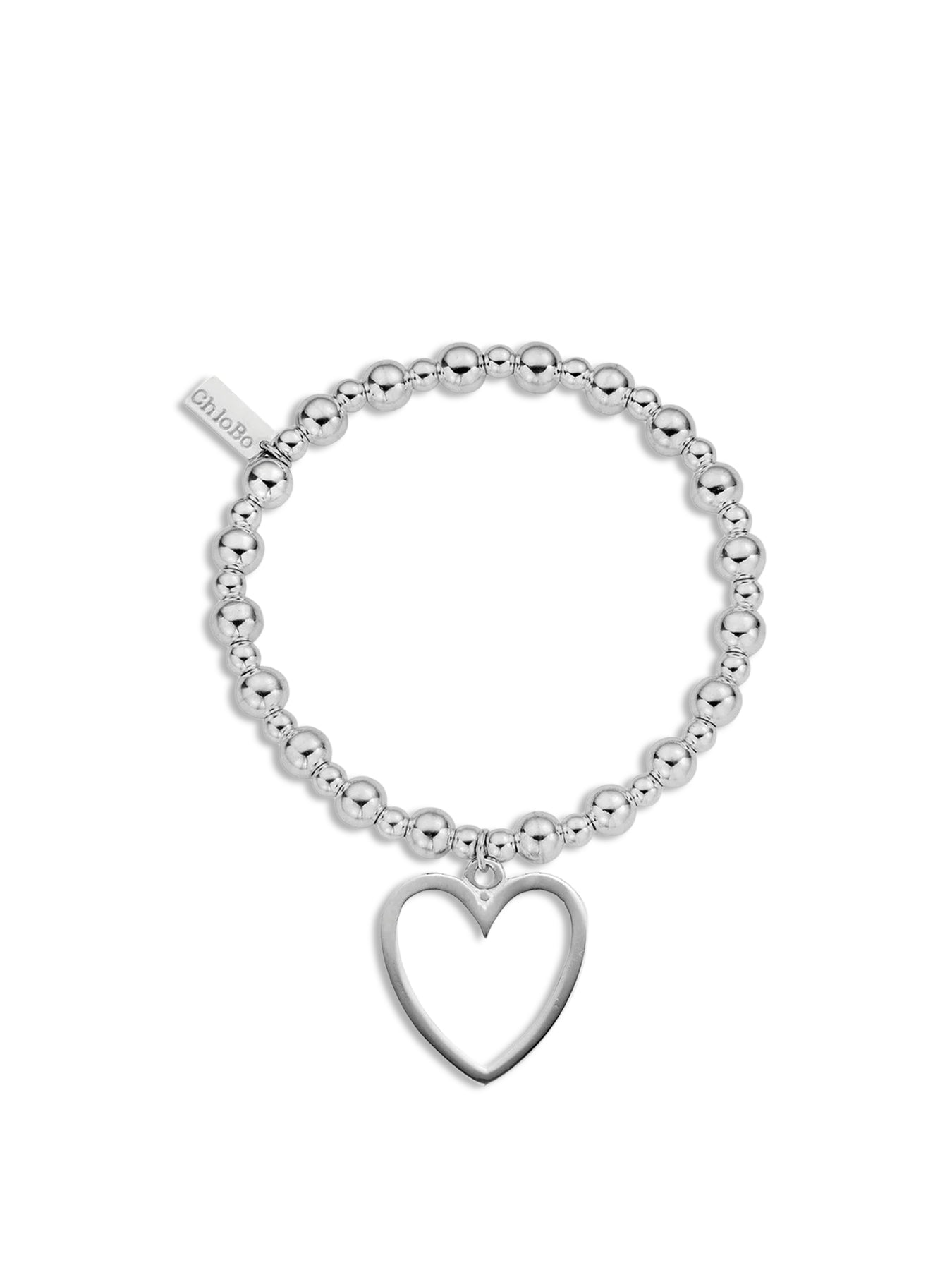 Silver Mini Small Ball Open Heart Bracelet