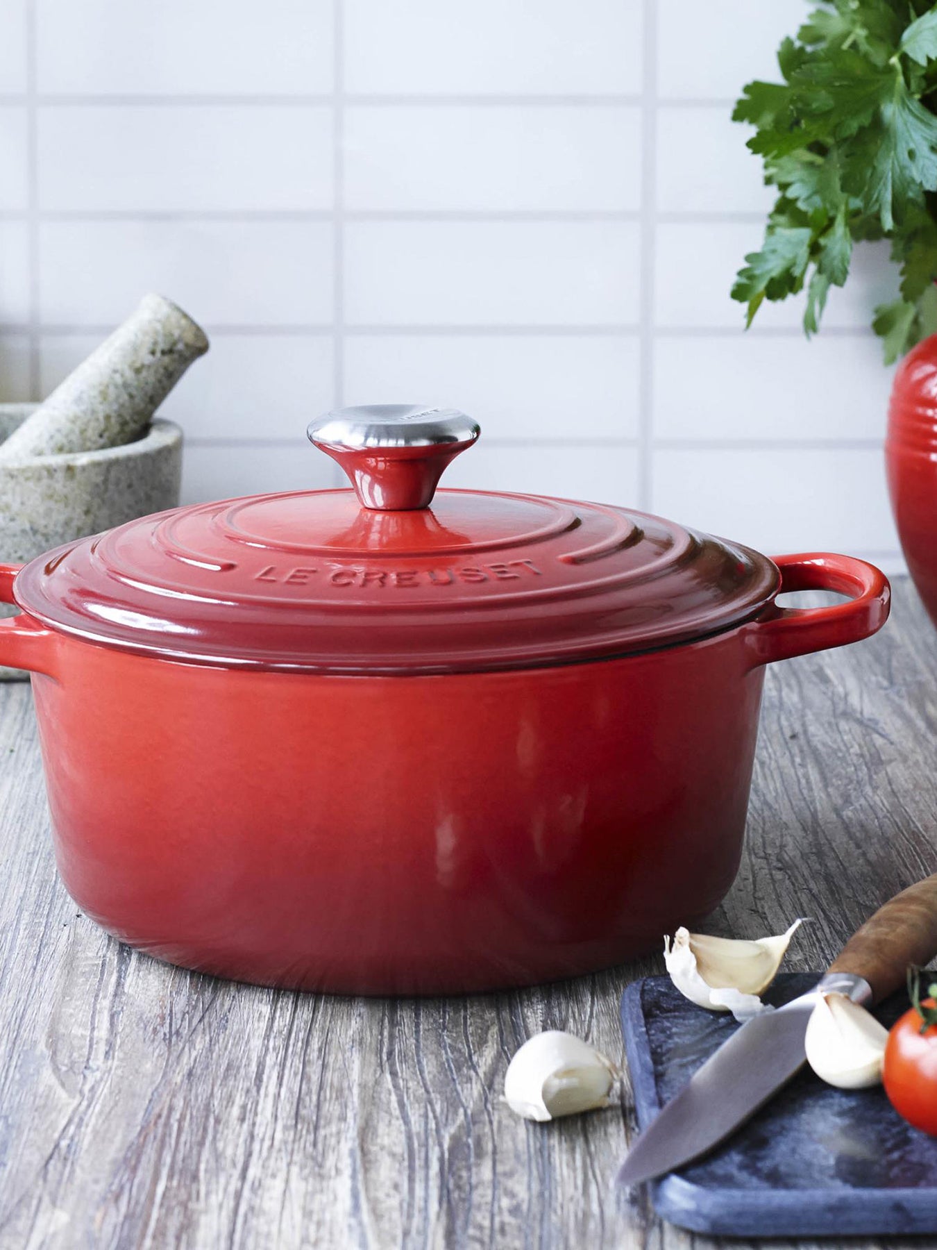Cast Iron Round Casserole 28cm Cerise