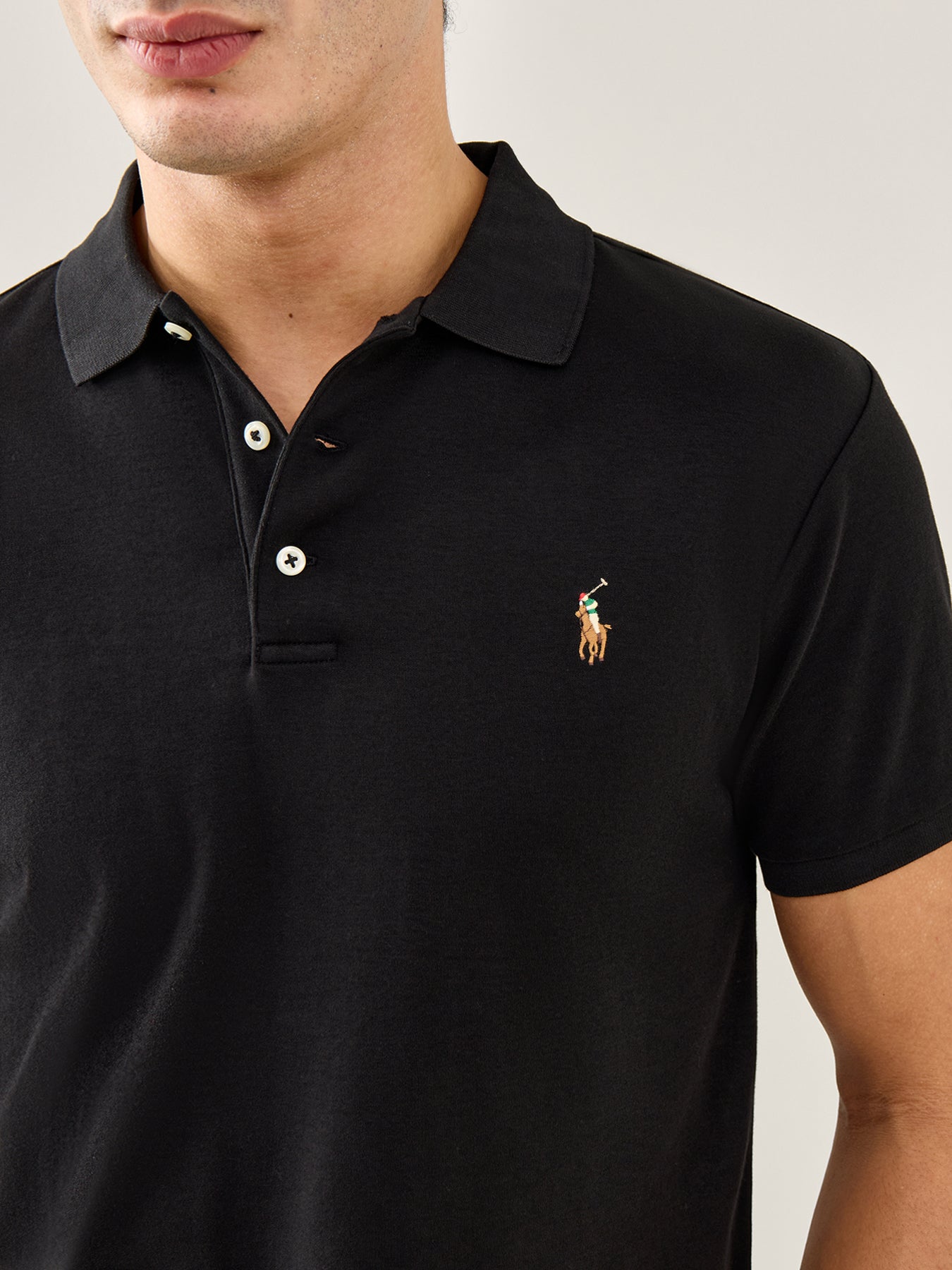 Pima Plain Polo Top Black
