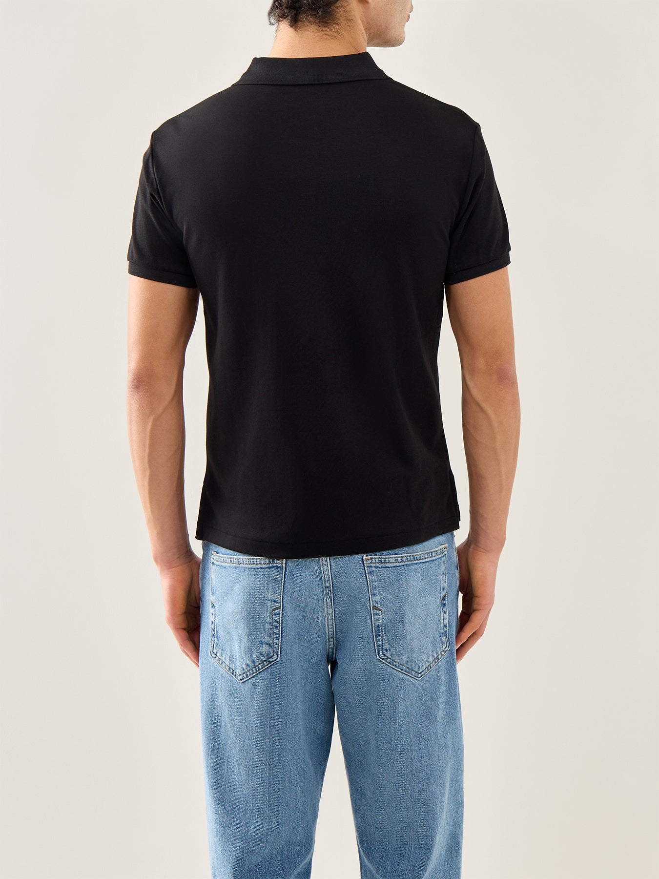 Pima Plain Polo Top Black