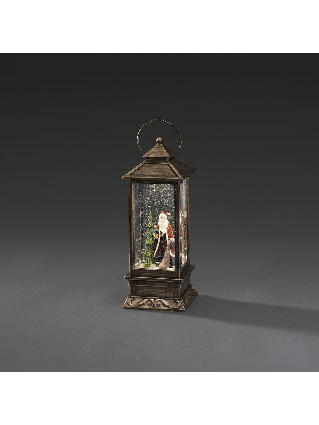 Lantern With Santa Water Filled Warm White Led