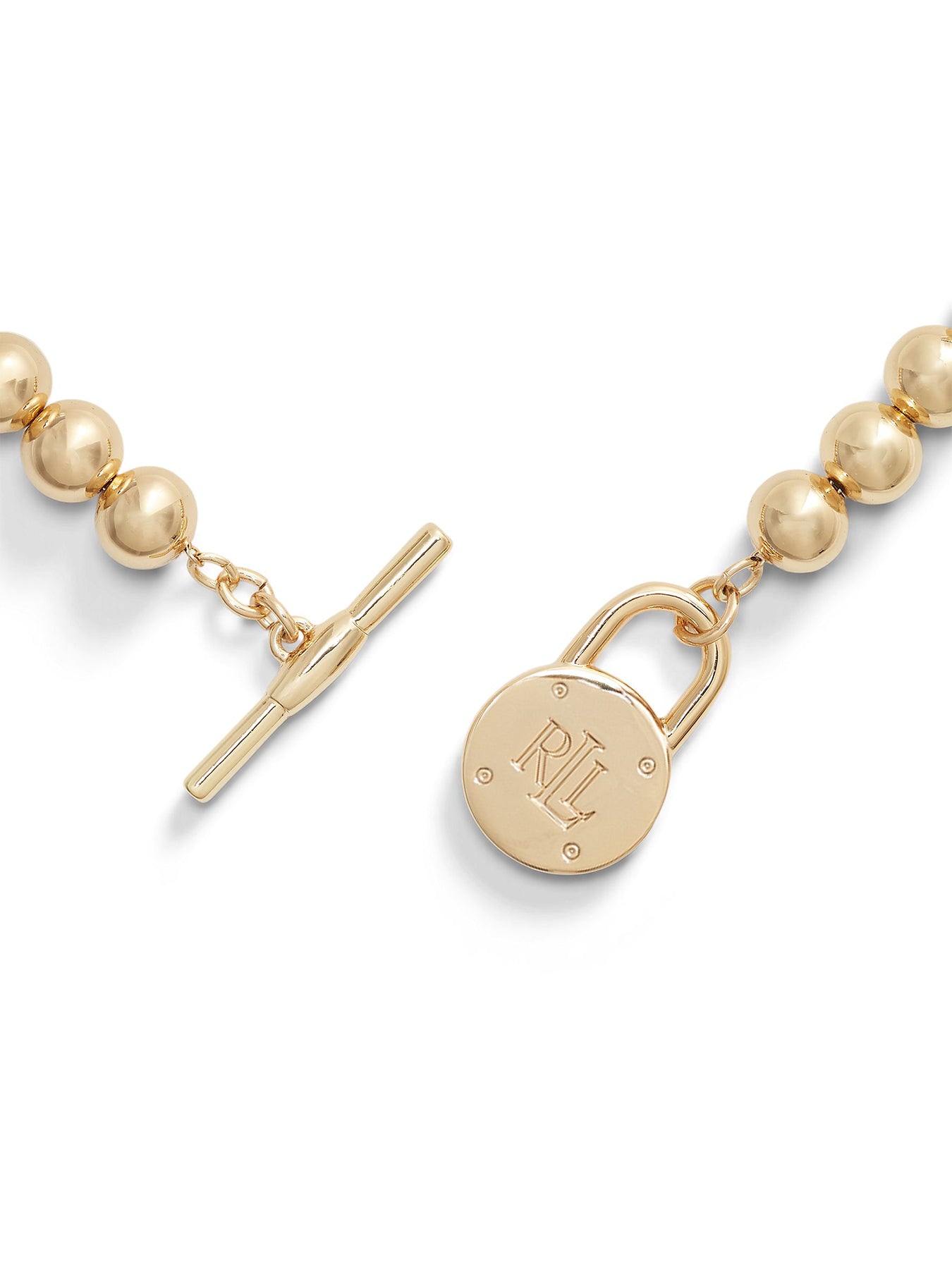 BASIC RL GOLDNK 17 BEADED LOGO CLLR W/ TGGLE (Gold)