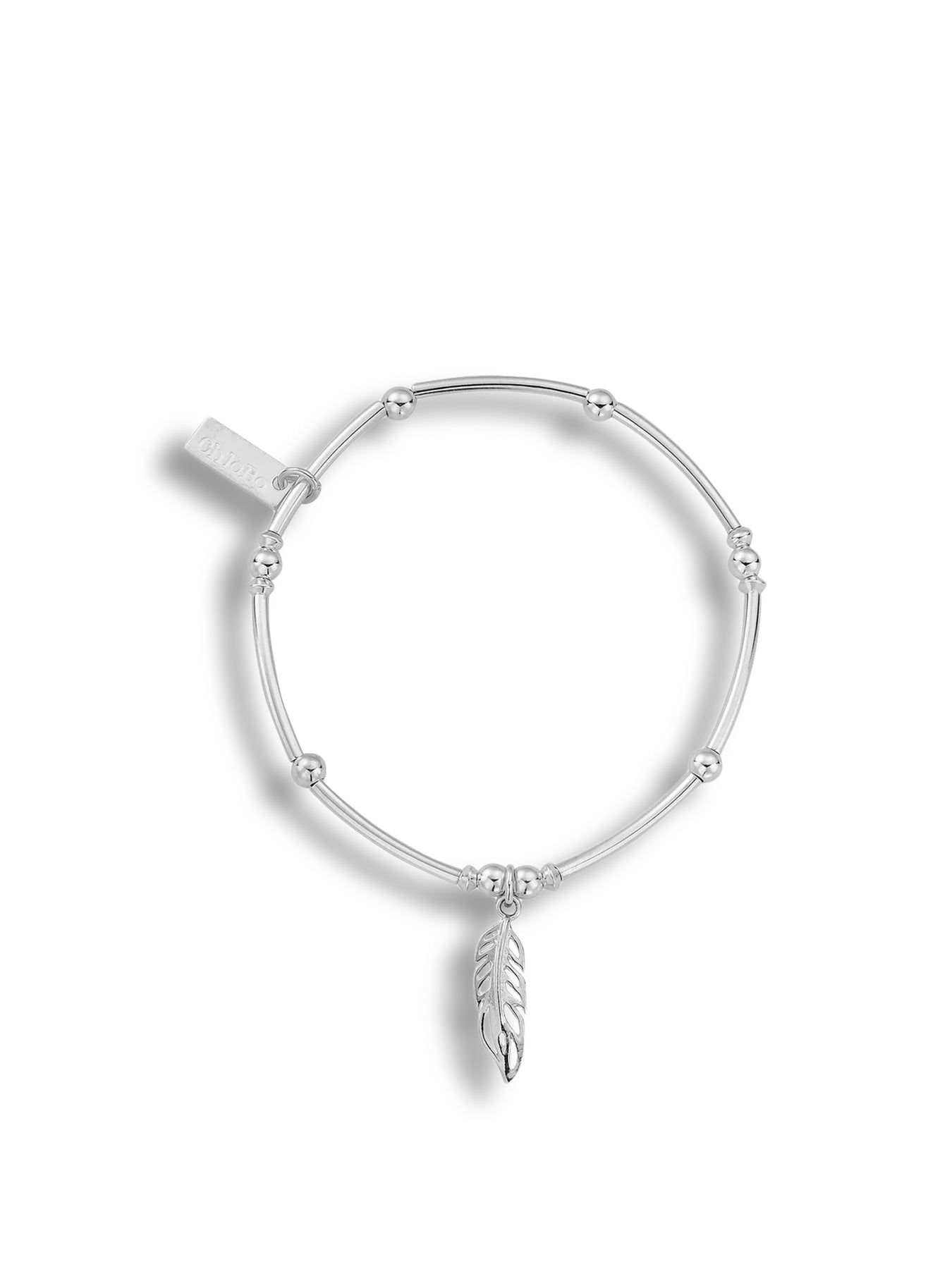 Silver Mini Noodle Ball Feather Bracelet
