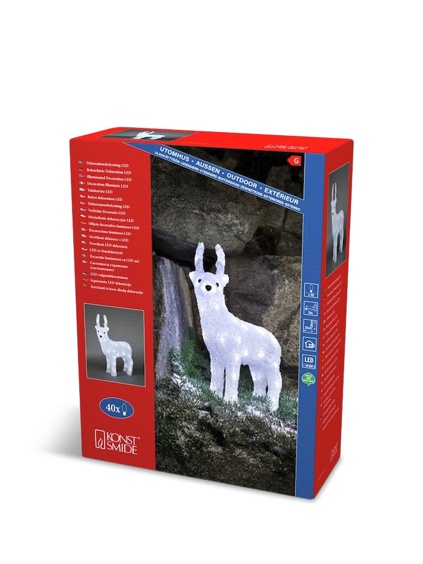 Acrylic Reindeer White Led Christmas Decoration 38cm