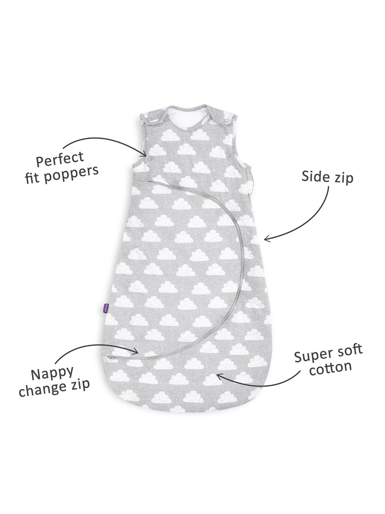 SnuzPouch Sleeping Bag 1 Tog 6-18M Cloud Nine