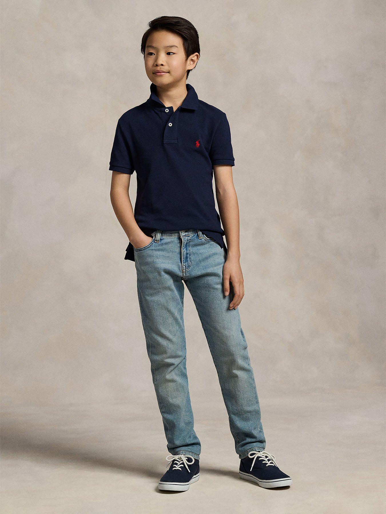 Navy Kids Short Sleeve Cotton Polo Shirt