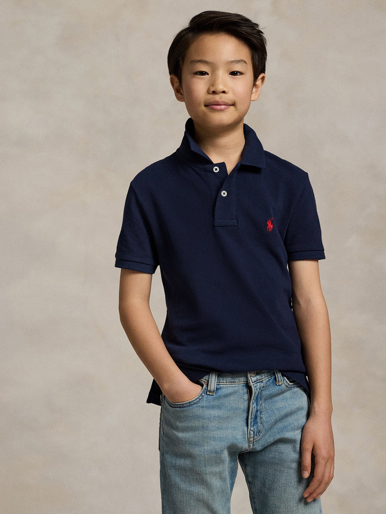Navy Kids Short Sleeve Cotton Polo Shirt