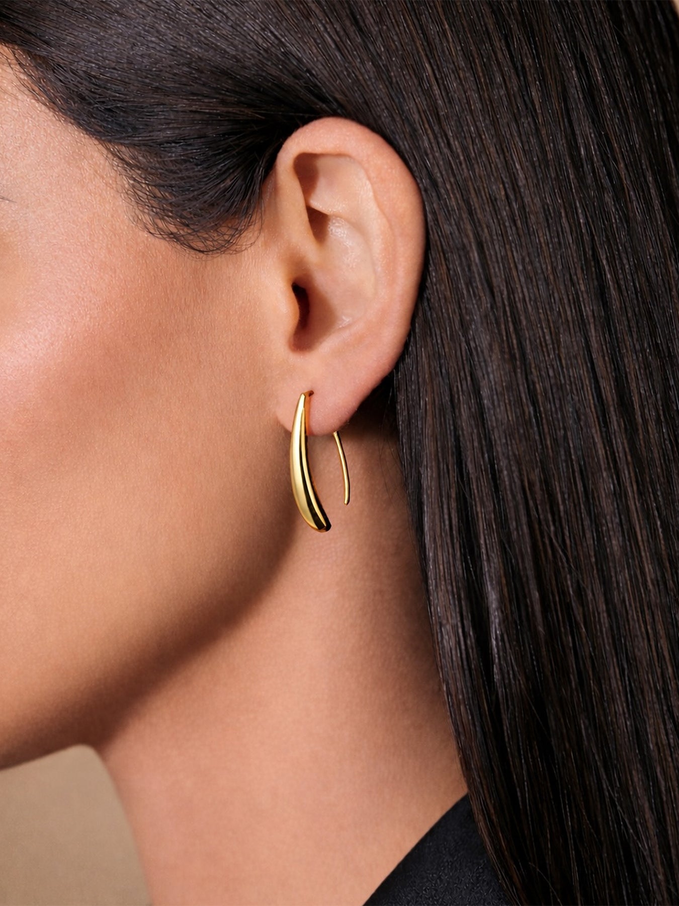 Gold Tone Polished Threader Earrings