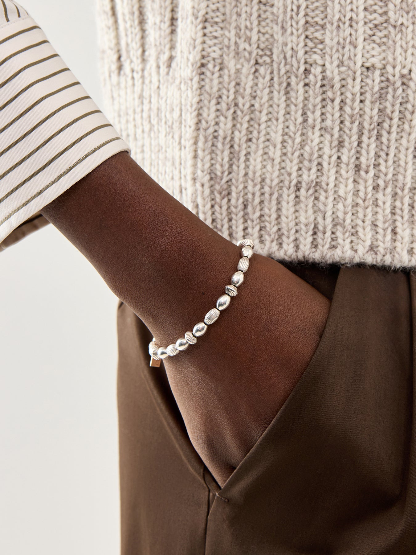 Silver Mini Oval Disc Bracelet