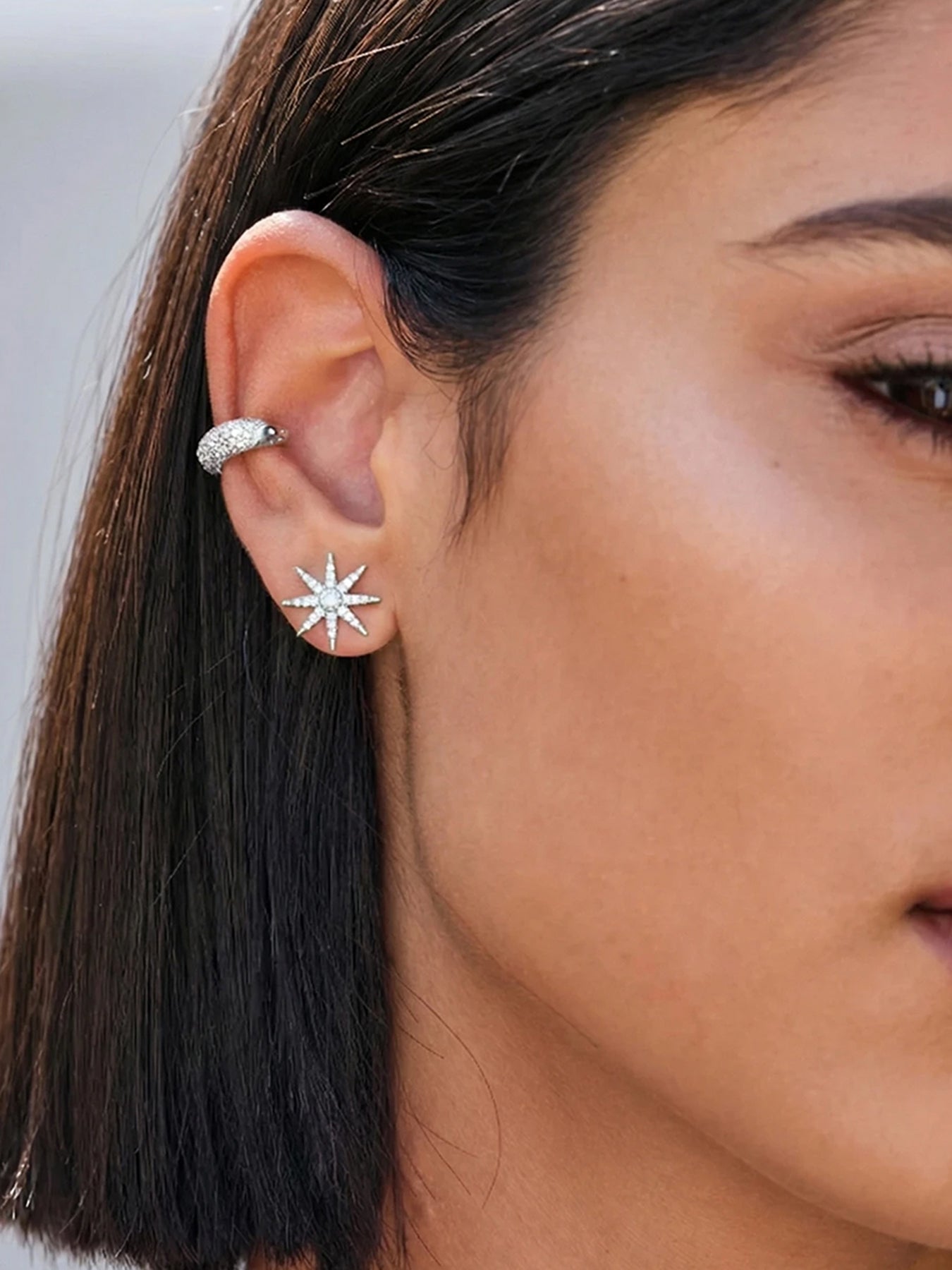 Vega Stud Earrings White Gold Plated Sterling Silver