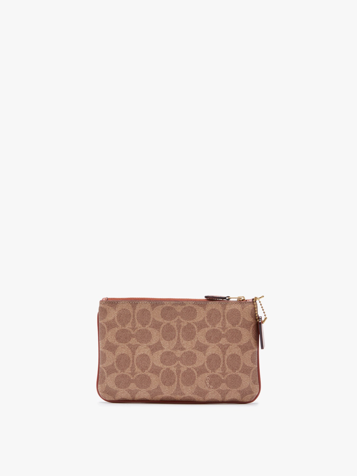 Small Wristlet In Colorblock Signature Canvas Tan Rust