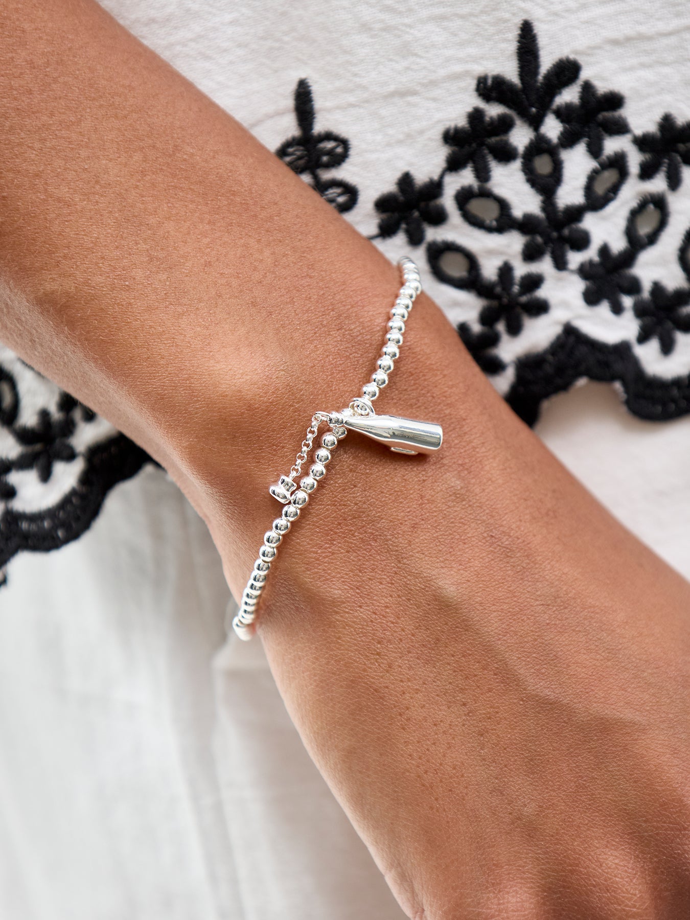 A Little Prosecco Time Charm Bracelet Silver