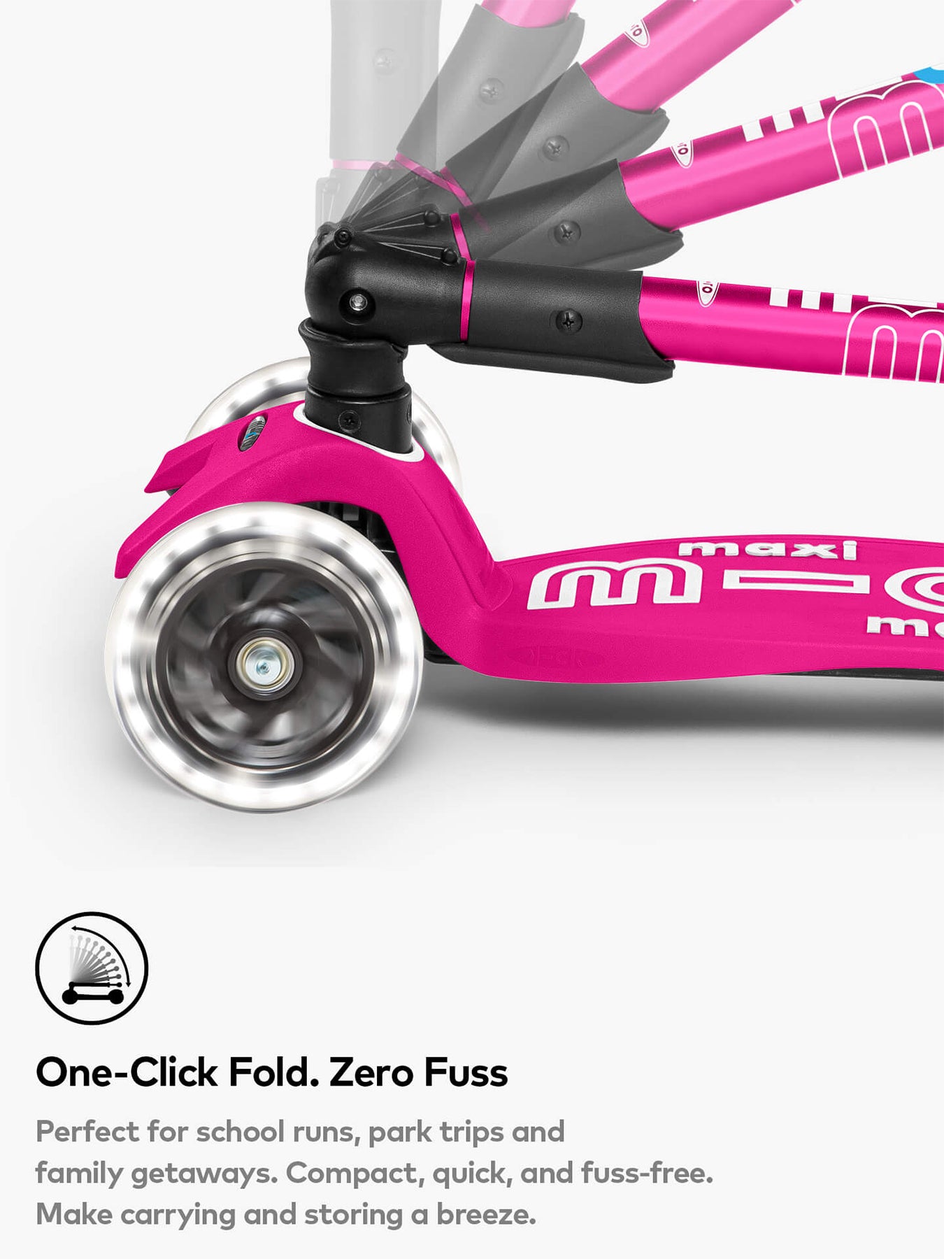 Pink Maxi Deluxe LED Foldable Scooter
