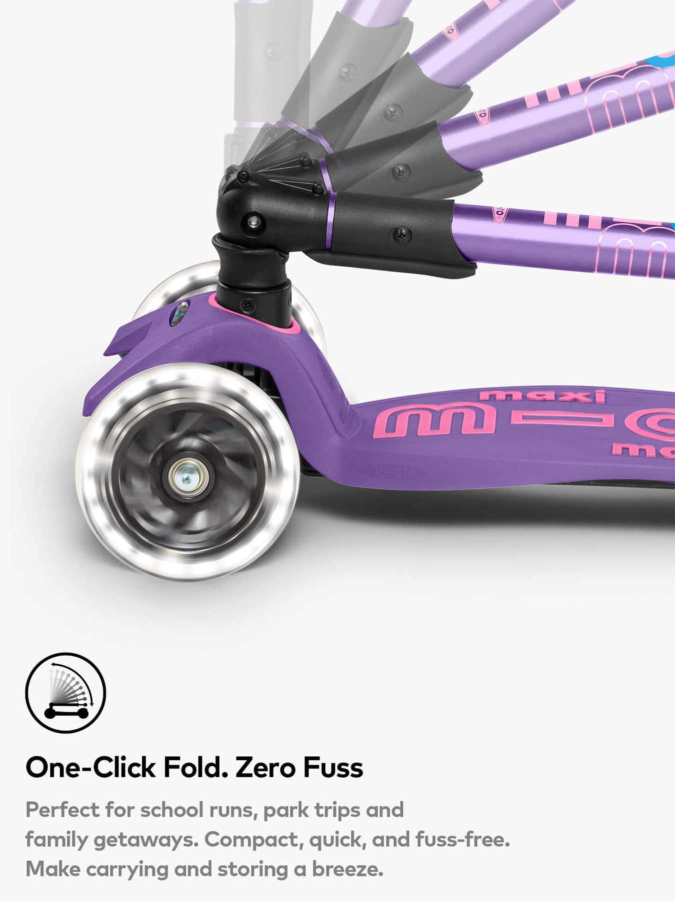 Purple Maxi Deluxe LED Foldable Scooter