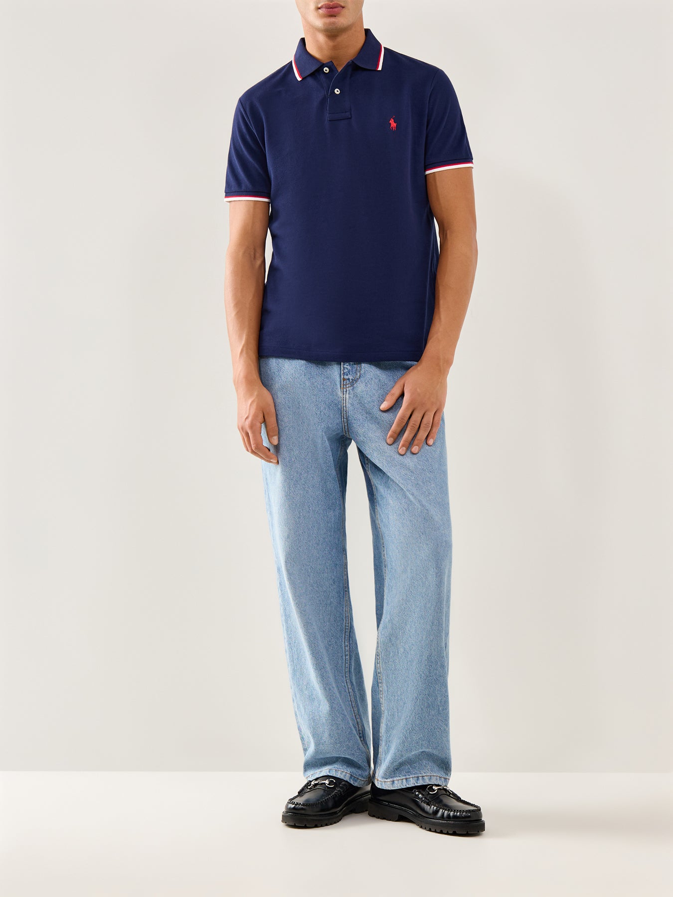 Tipped Collar Polo Top