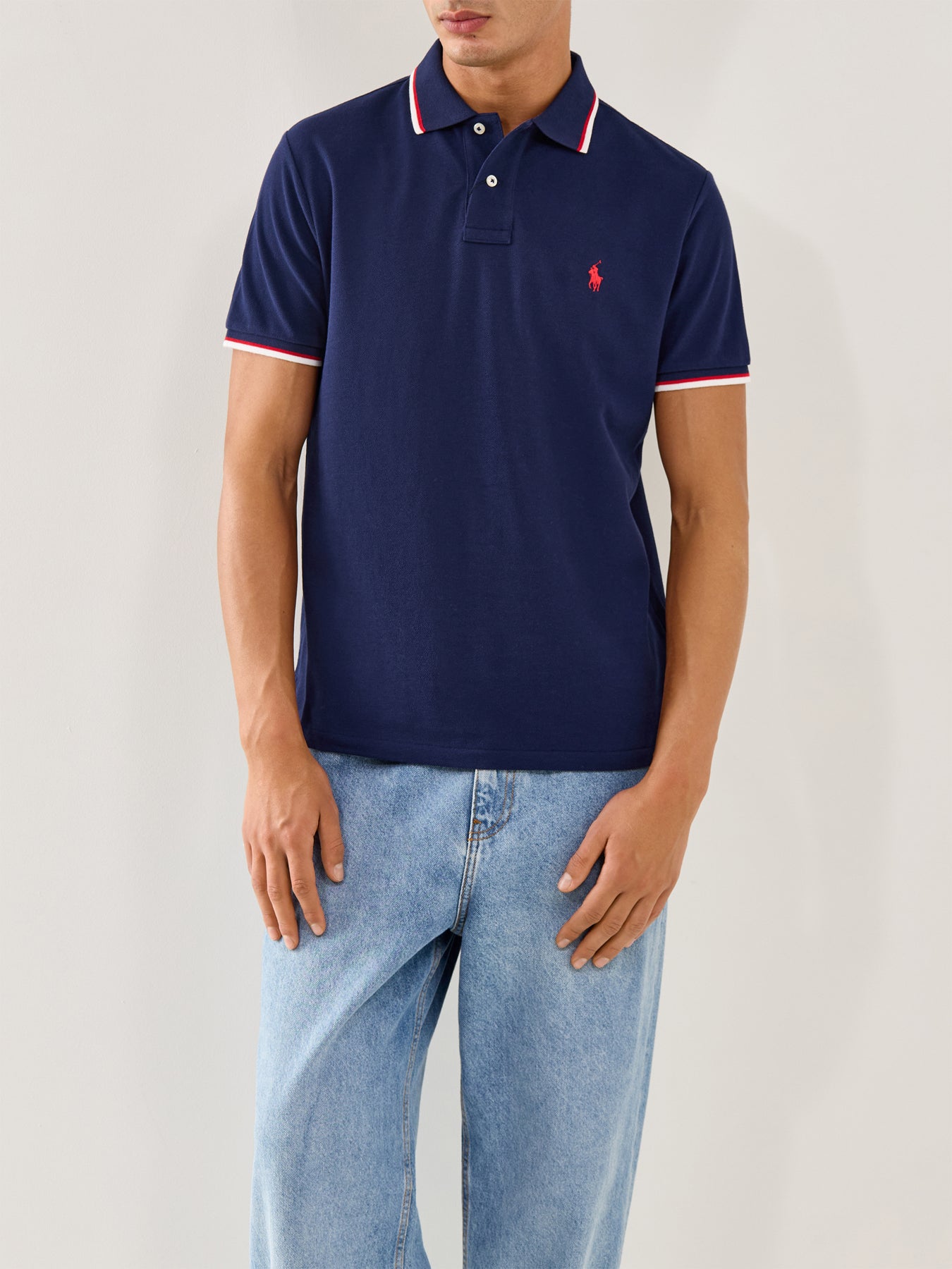 Tipped Collar Polo Top
