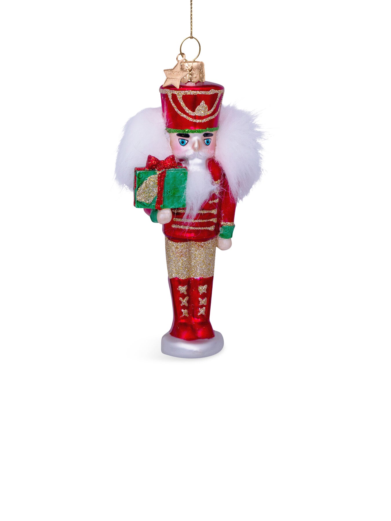 Red and Green Glass Nutcracker Christmas Tree Decoration 16cm