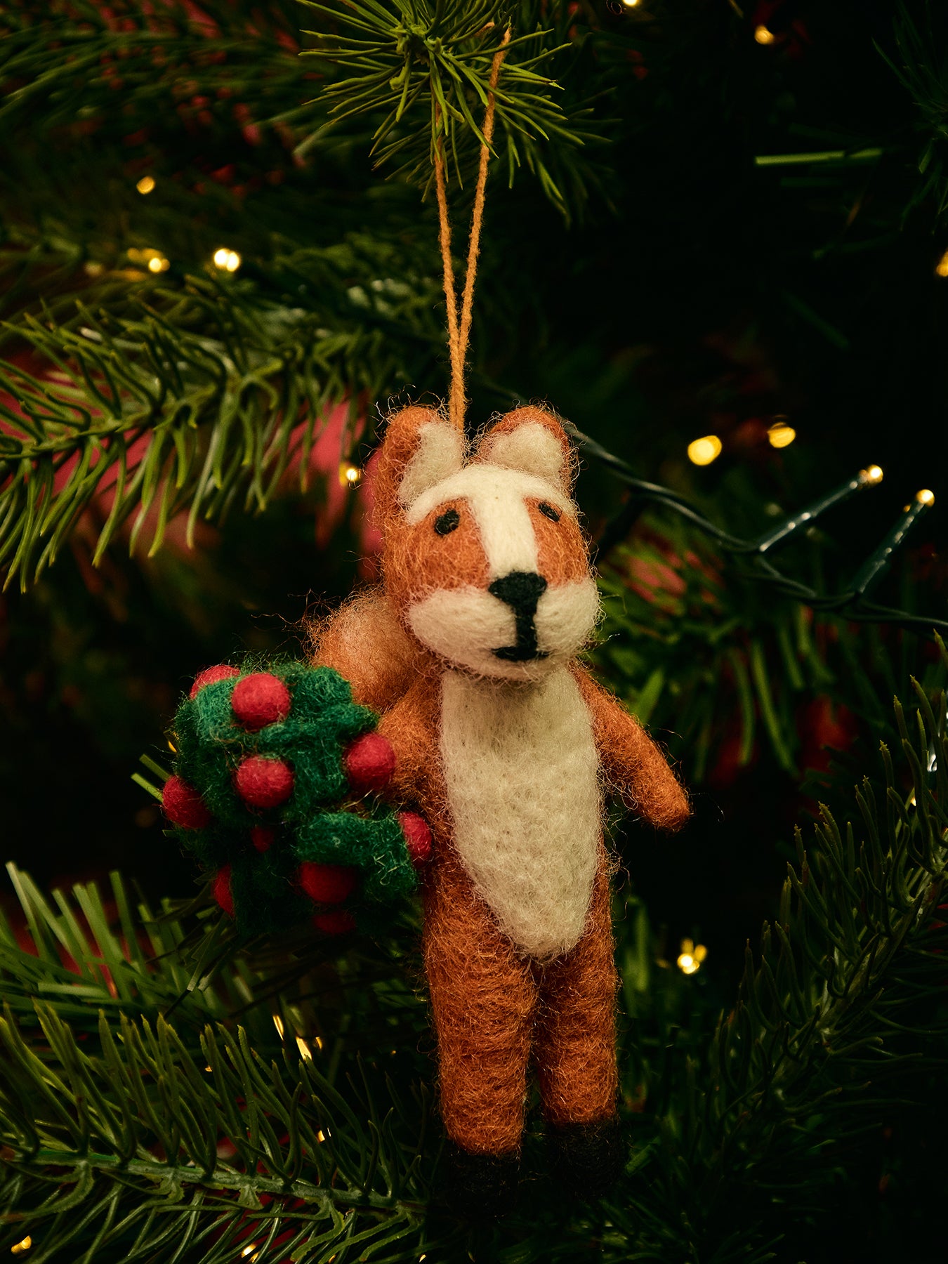 Finley Festive Fox Felt Christmas Tree Hanging Decoration