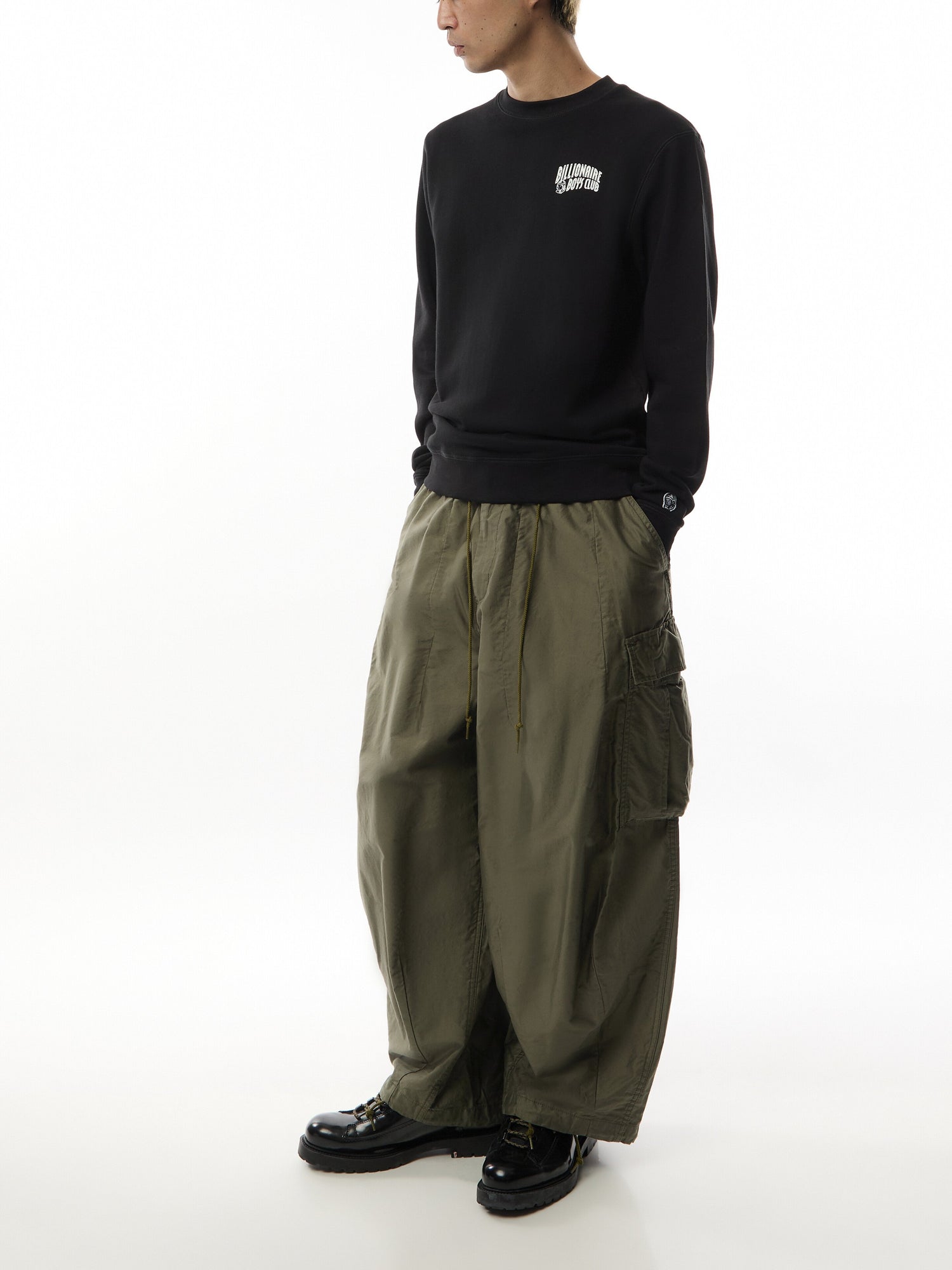 Small Arch Logo Cotton Crewneck Sweatshirt Black