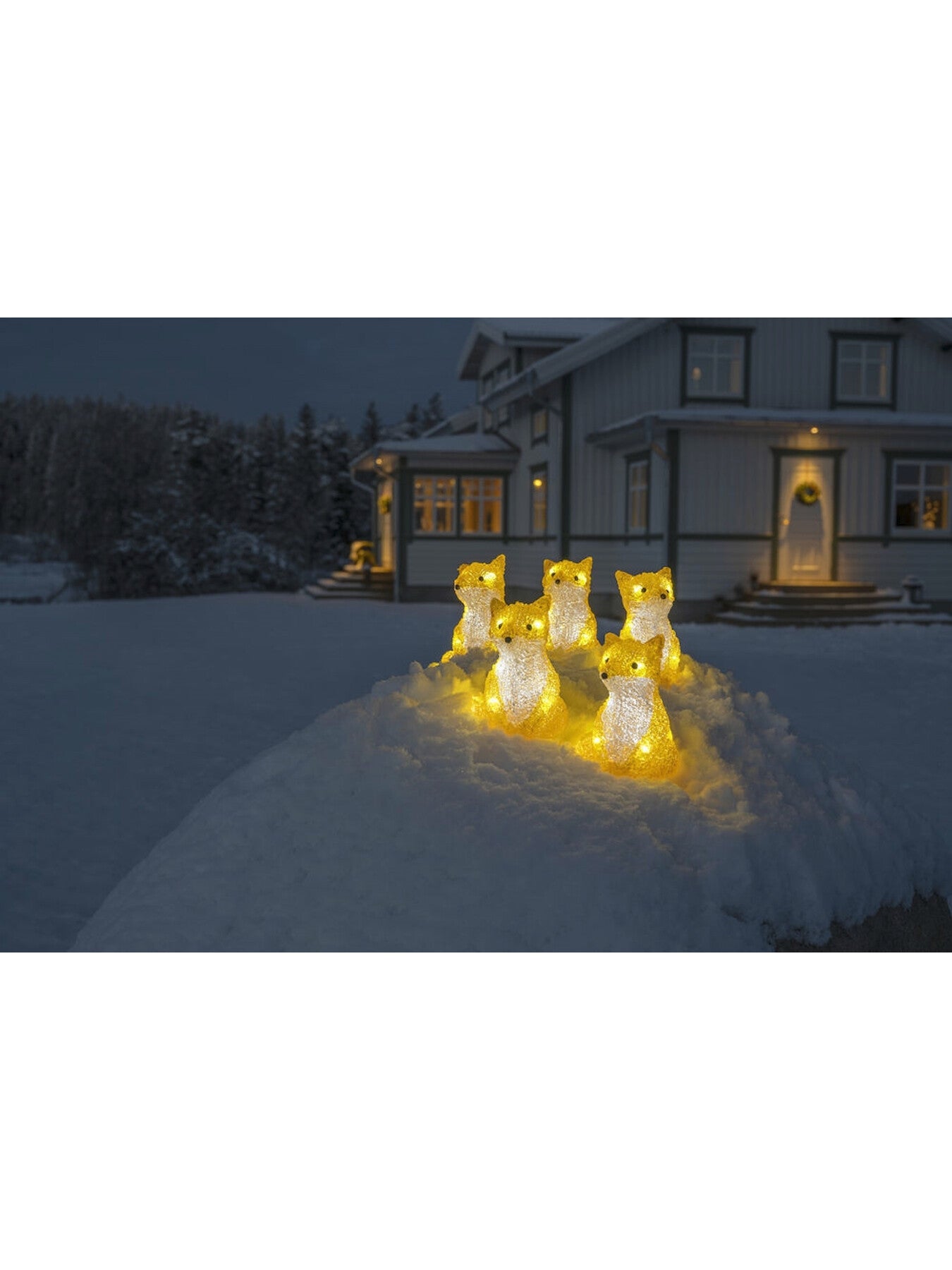 Acrylic Foxes 5 Piece Set Led Christmas Decoration