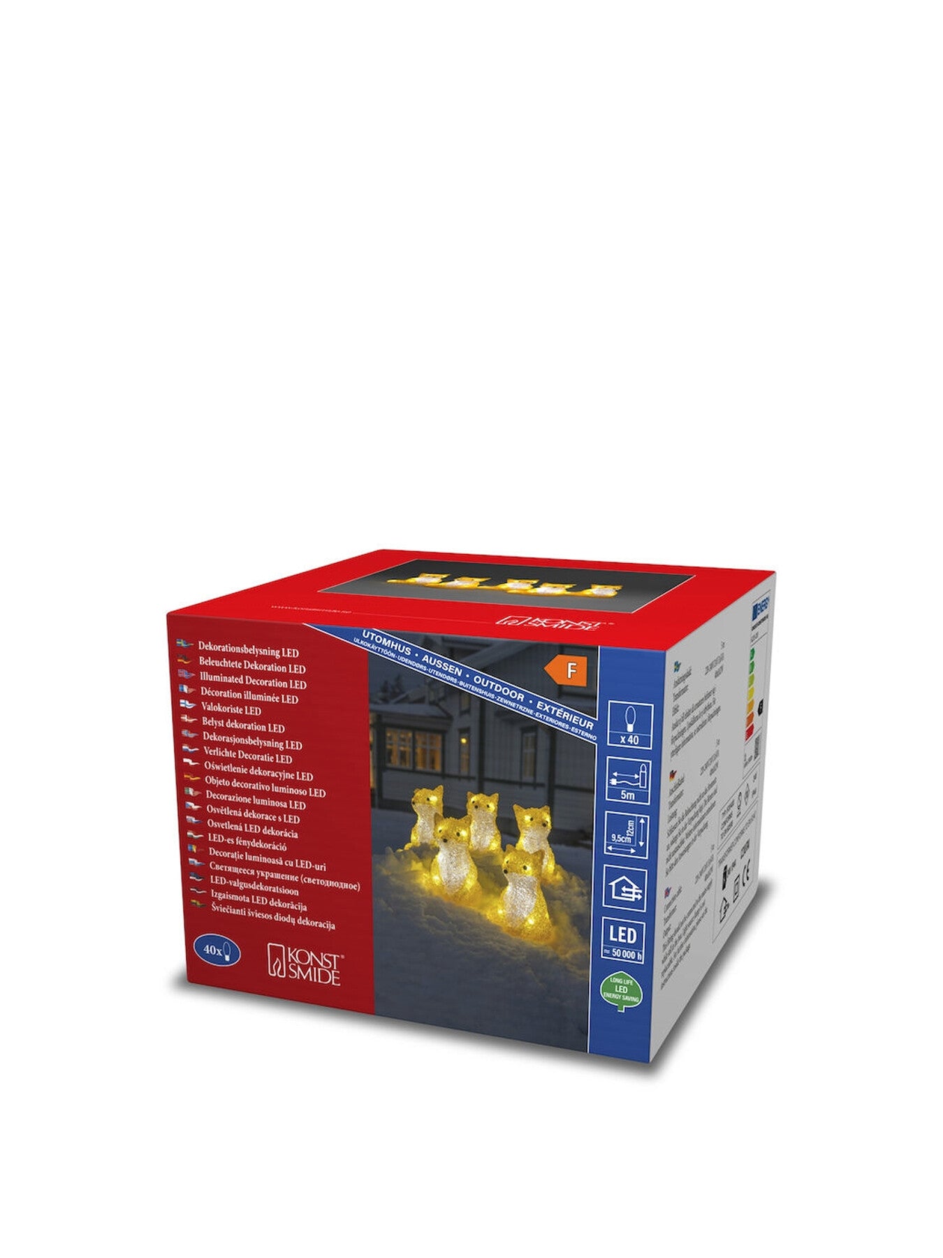 Acrylic Foxes 5 Piece Set Led Christmas Decoration