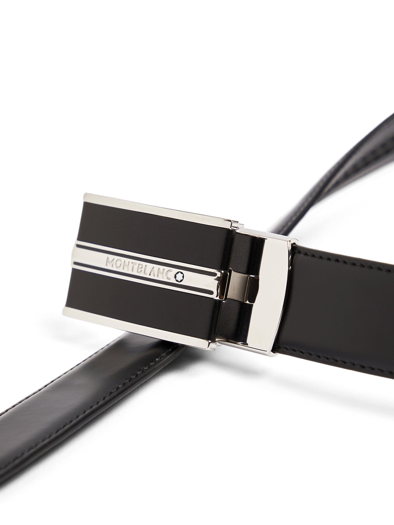 Rectangular Framed Black Saffiano Buckle Belt