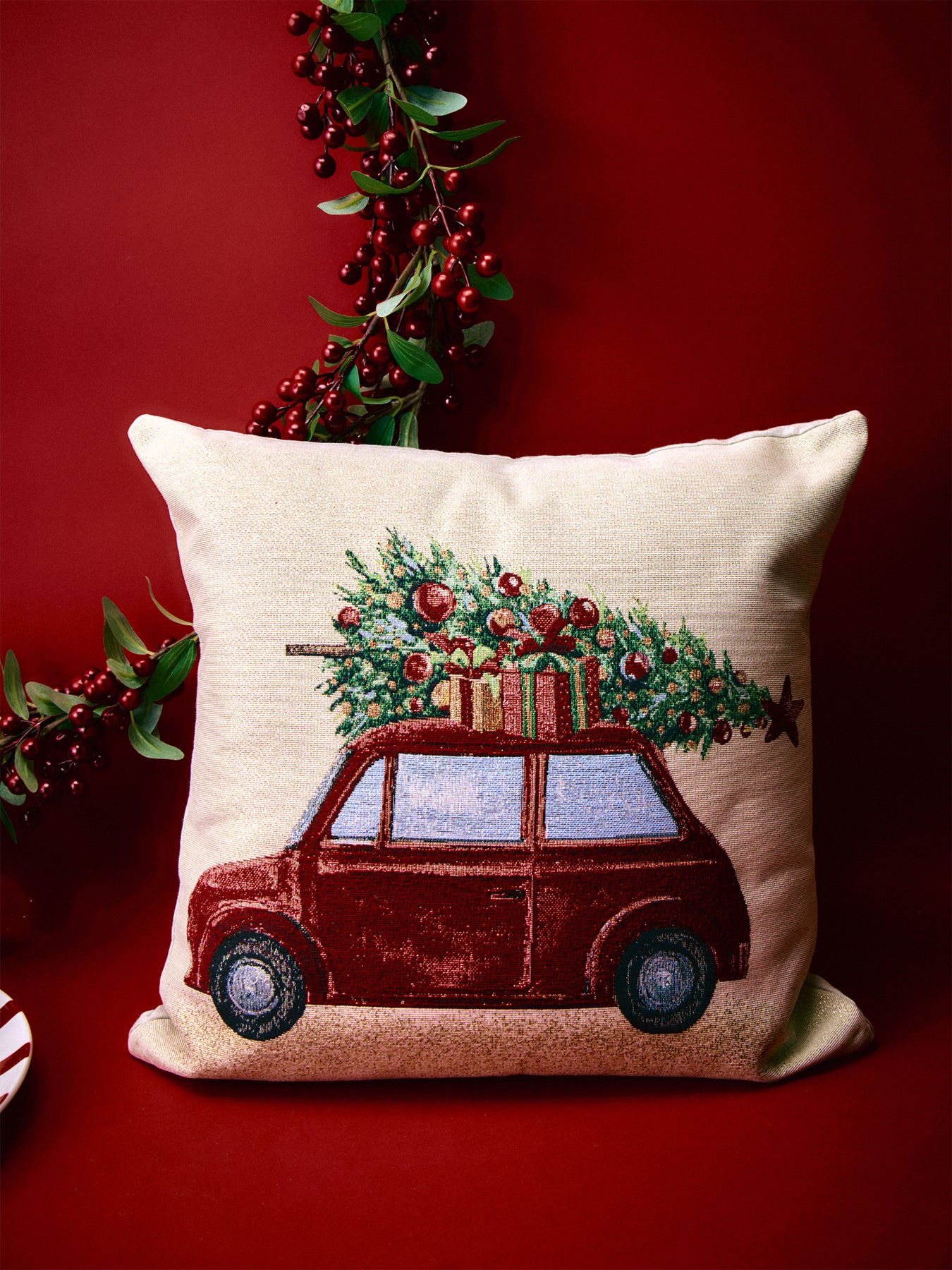 Driving Home for Christmas Cushion