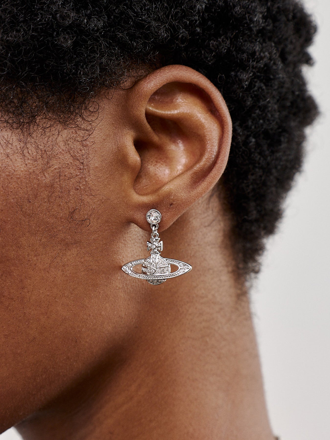 Mini Bas Relief Drop Earrings Platinum/Crystal