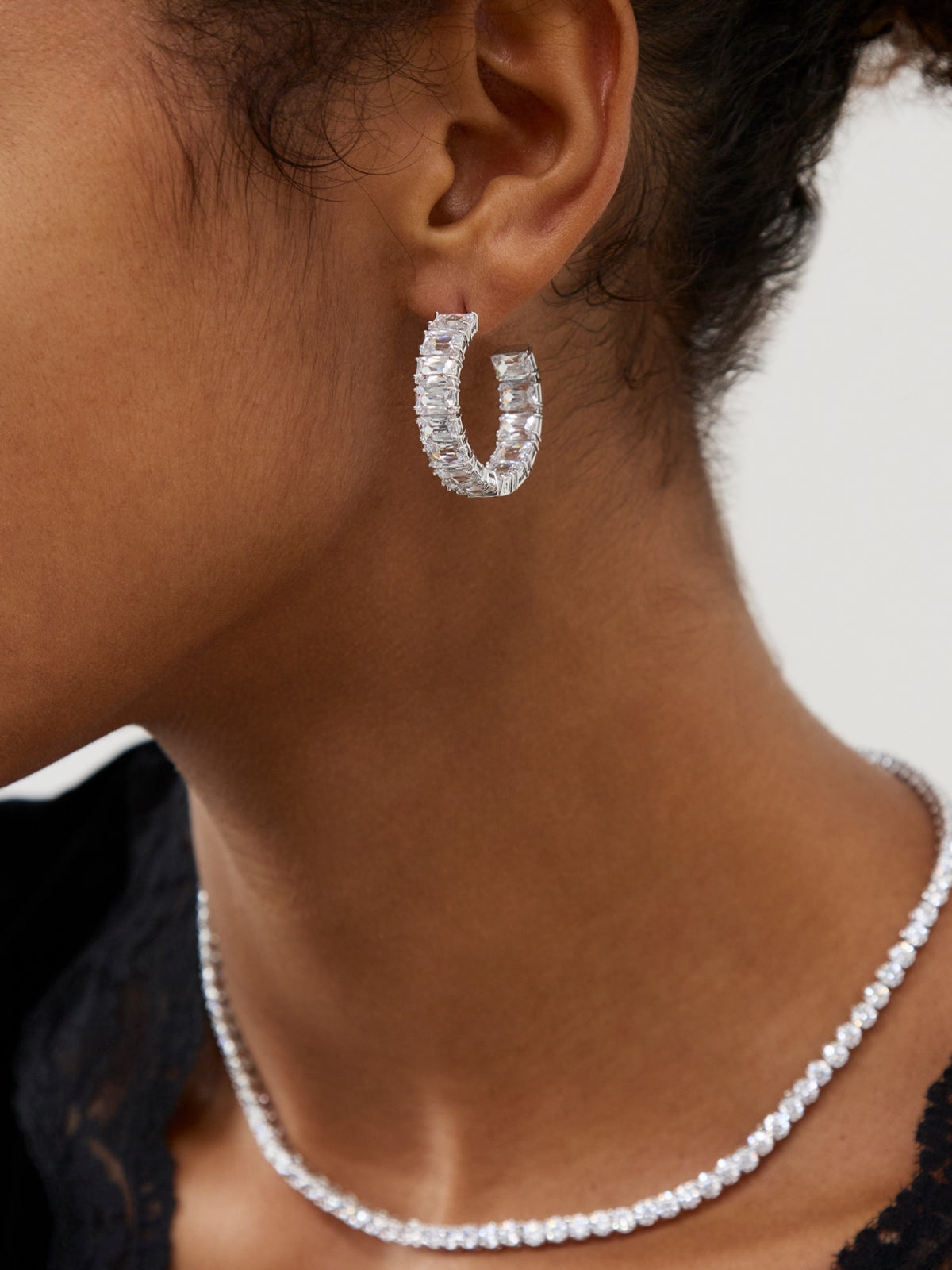 Millenia Hoop Earrings with Octagon Cut Swarovski Zirconia W