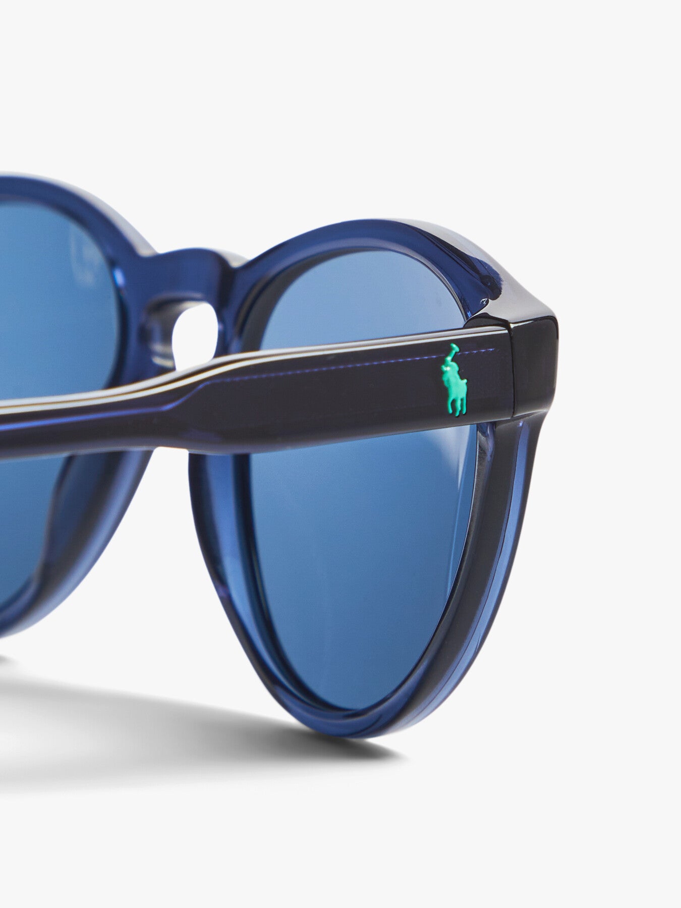 Round Sunglasses Shiny Transparent BlueDark Blue