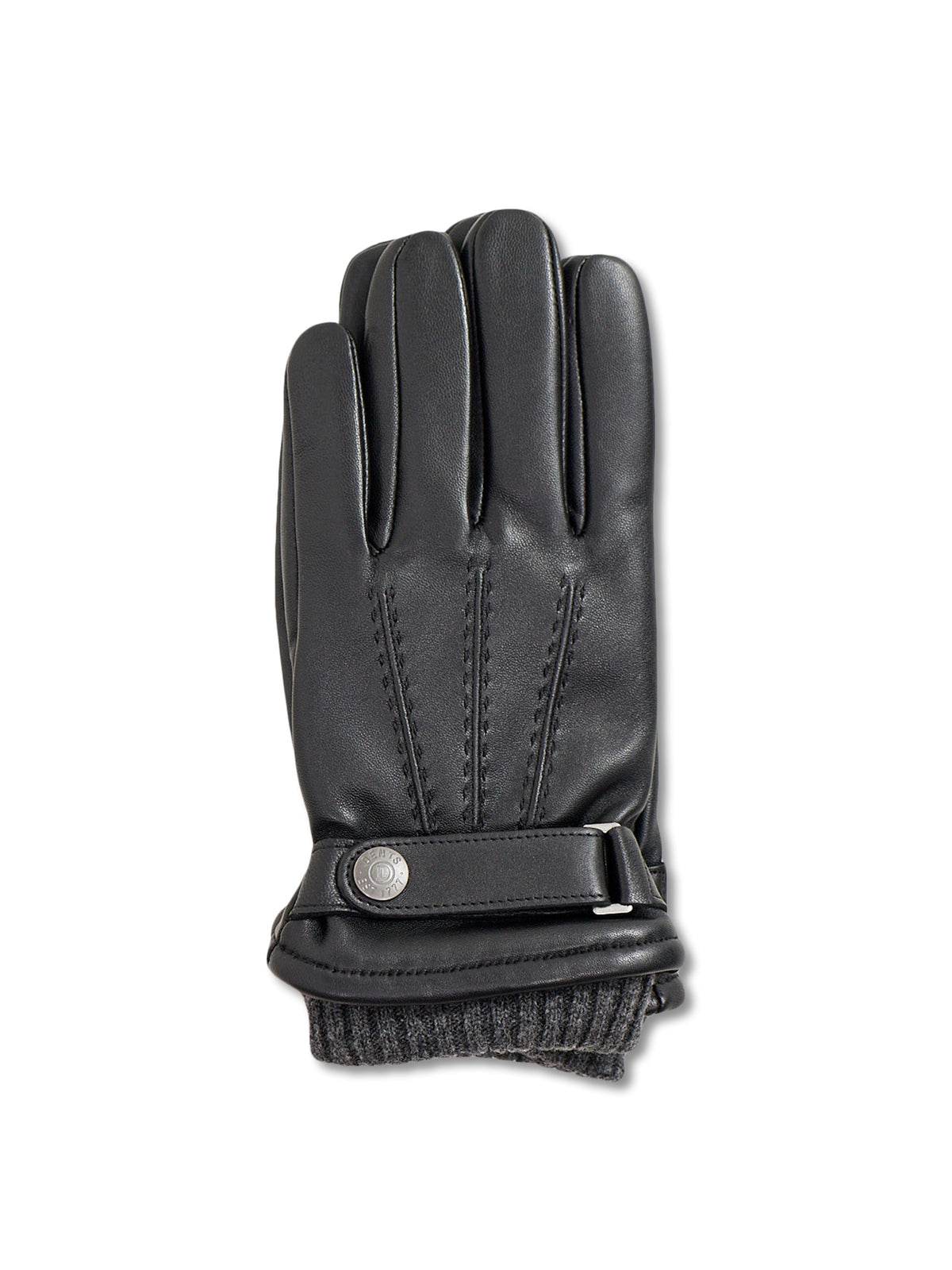 Leather Henley Touchscreen Gloves - Black