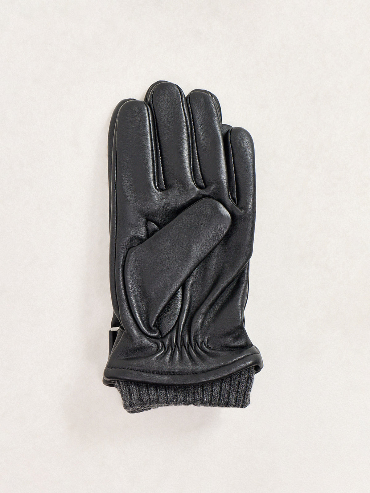 Leather Henley Touchscreen Gloves - Black