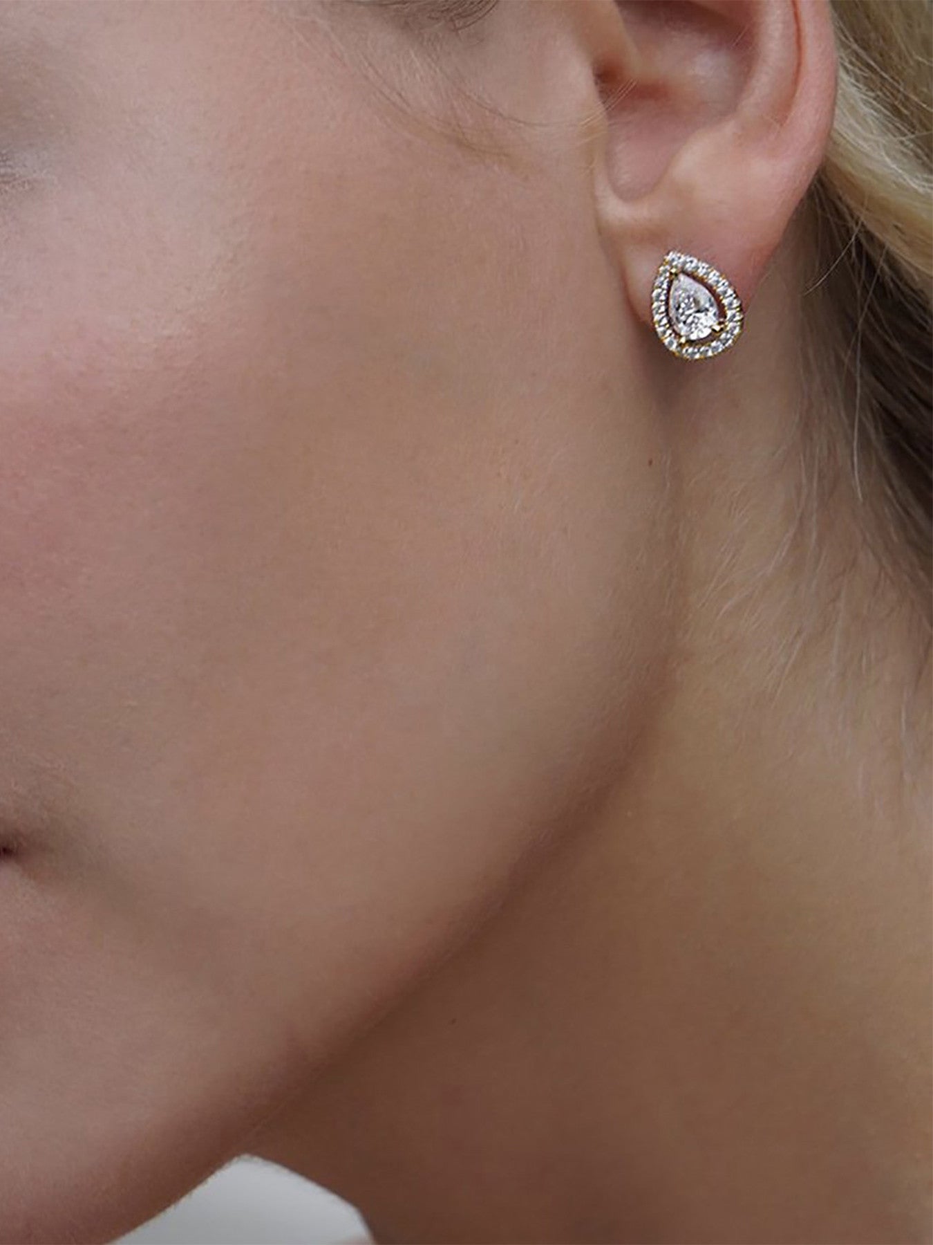 Emile Pear Borderset Pendant Necklace