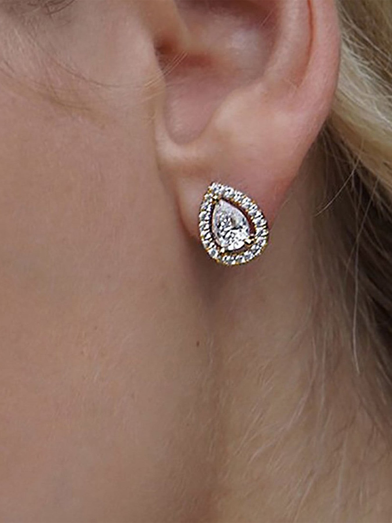 Emile Pear Borderset Pendant Necklace