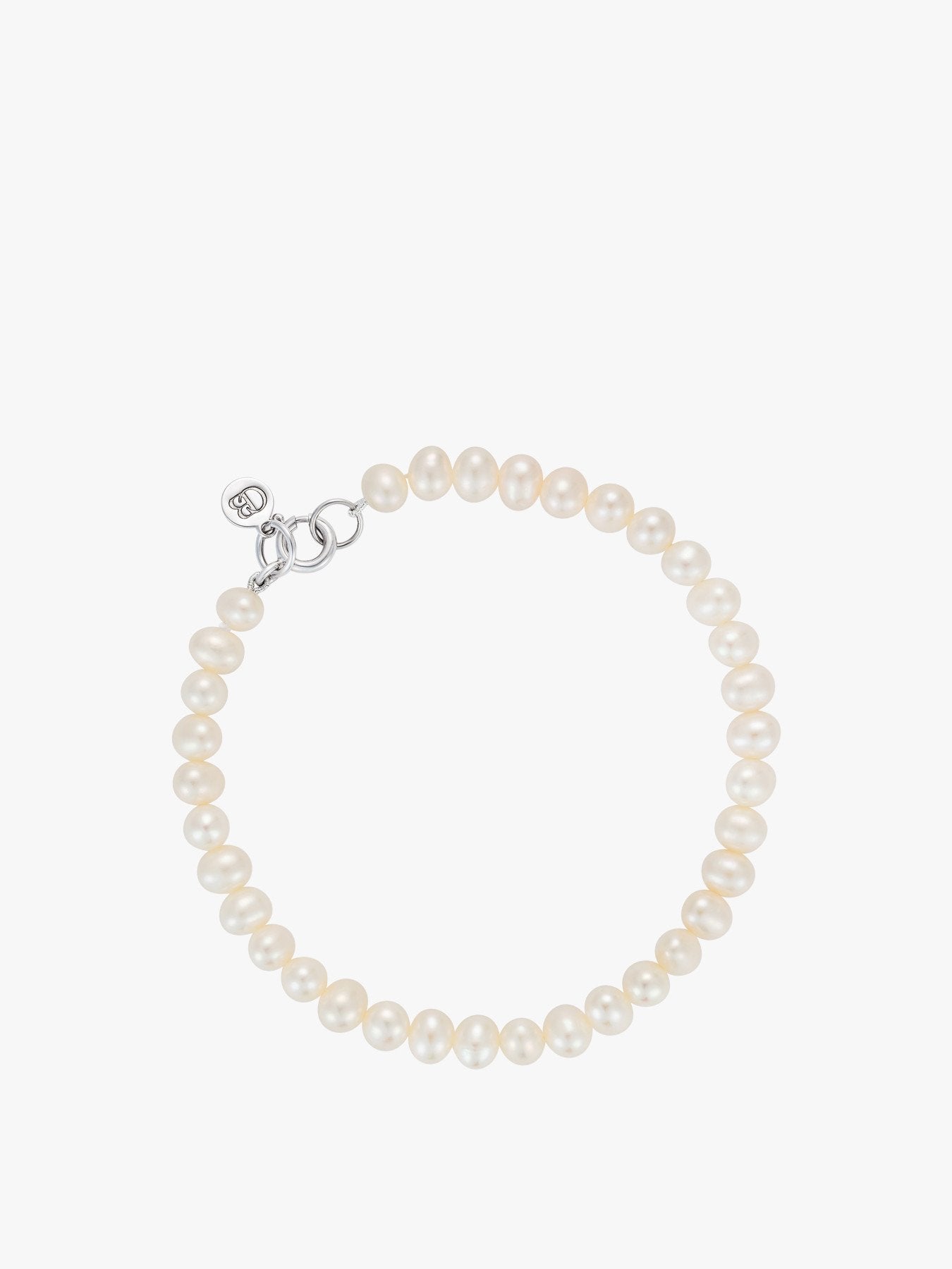 White Button Pearl Bracelet