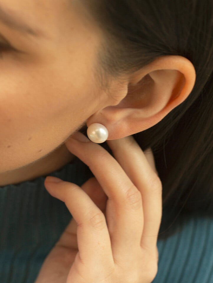 Audrey White Pearl Studs