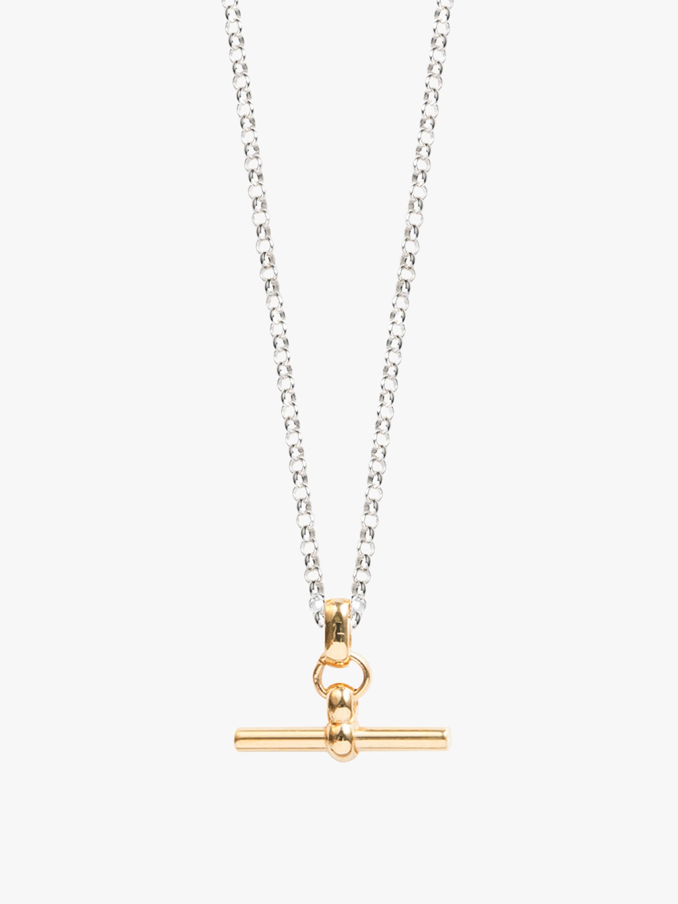 Two Tone T-Bar on Belcher Chain