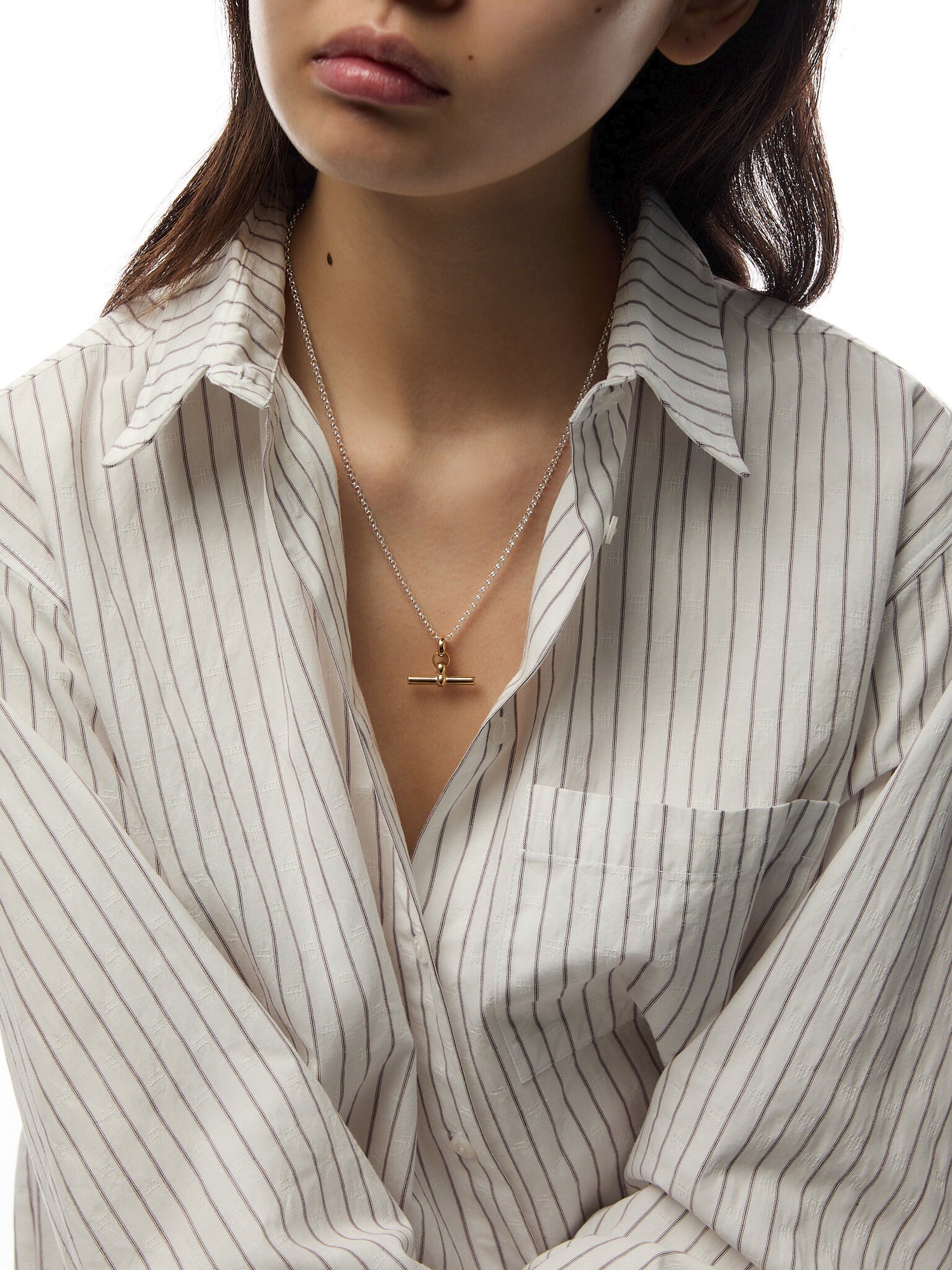 Two Tone T-Bar on Belcher Chain