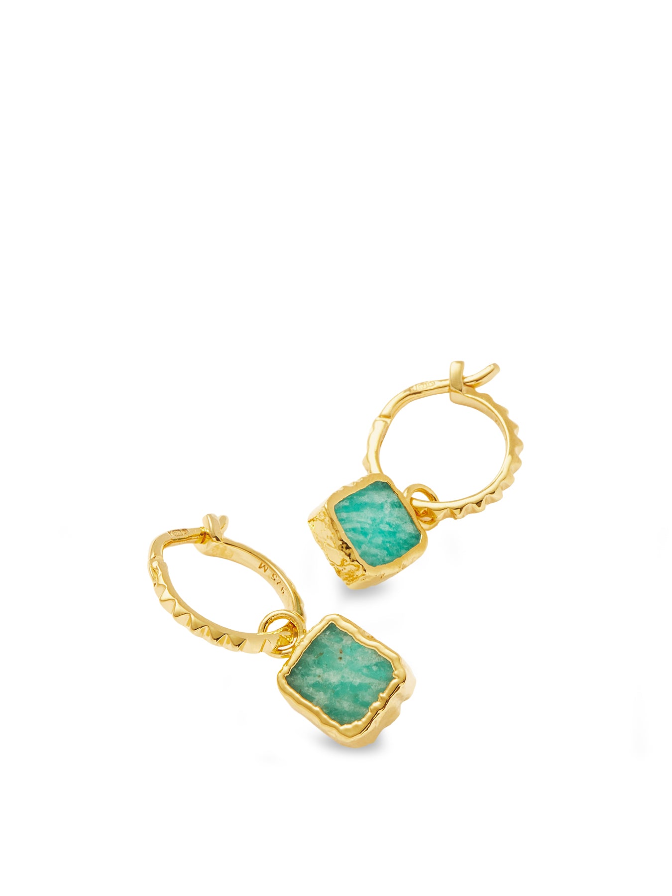 Amazonite Mini Charm Pyramid Hoops