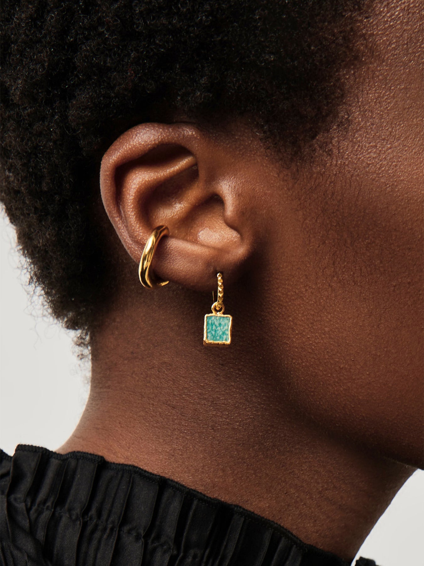 Amazonite Mini Charm Pyramid Hoops
