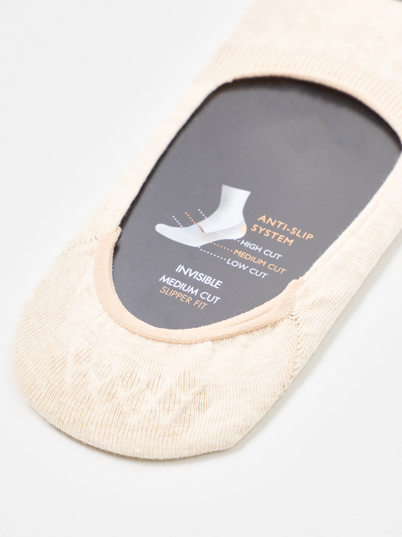 Invisible Medium Cut Socks Beige