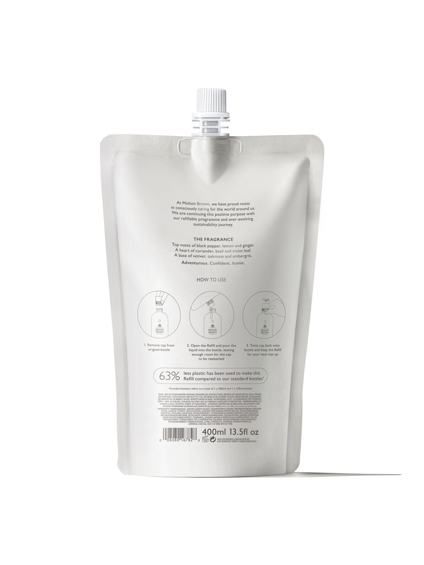 Re-charge Black Pepper Bath Shower Gel Refill 400ml