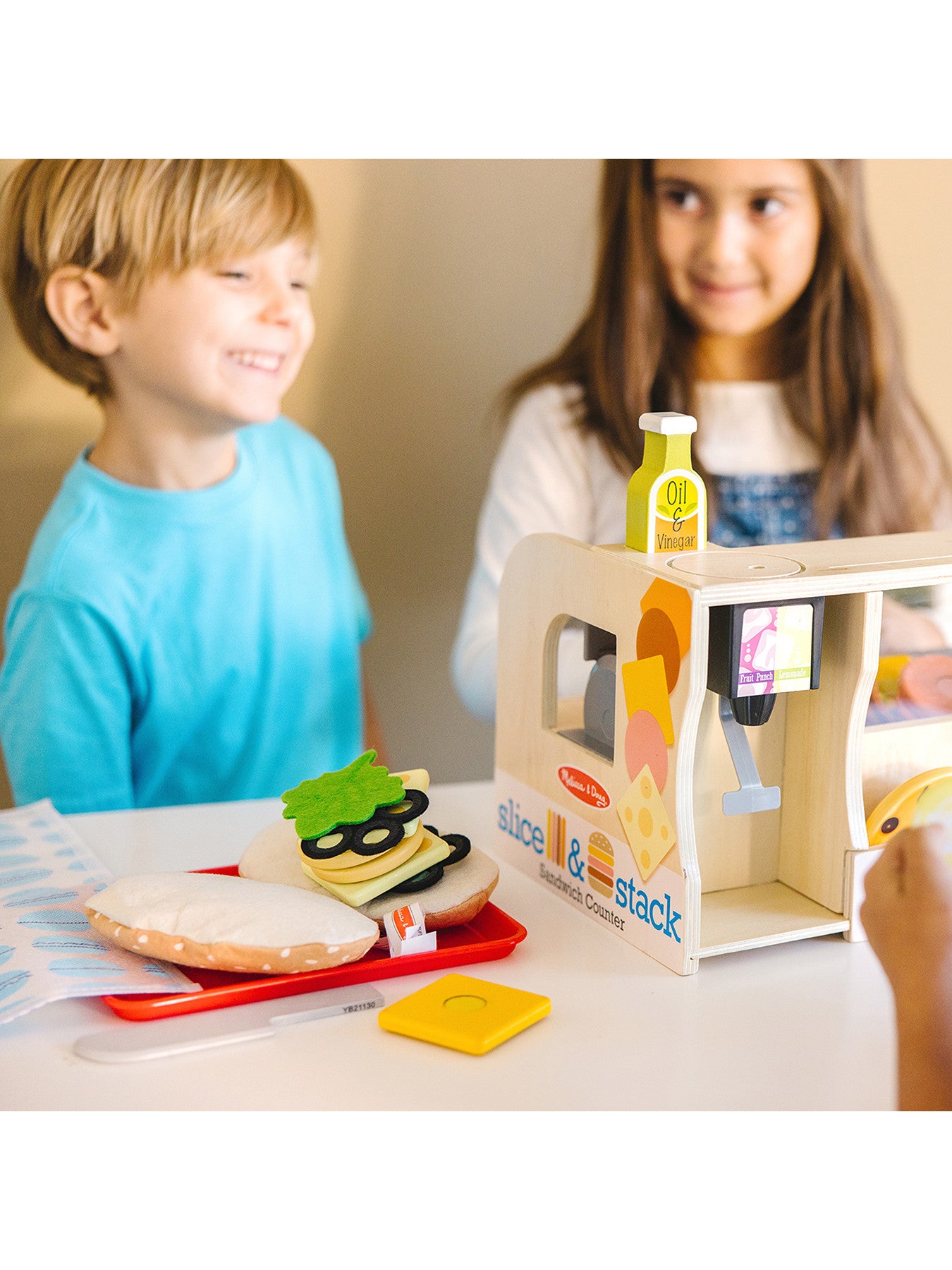 Wooden Slice Stack Sandwich Counter
