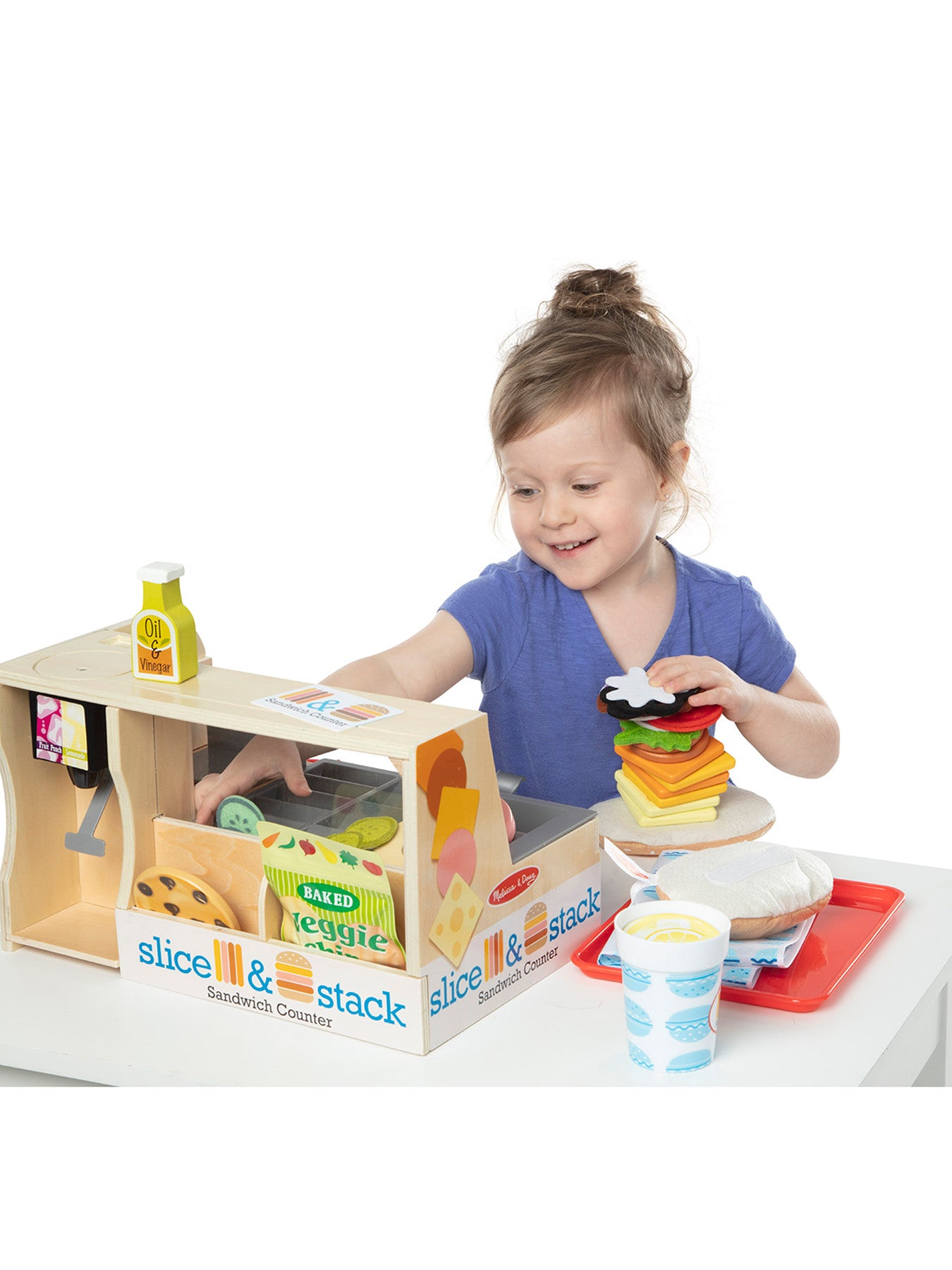 Wooden Slice Stack Sandwich Counter