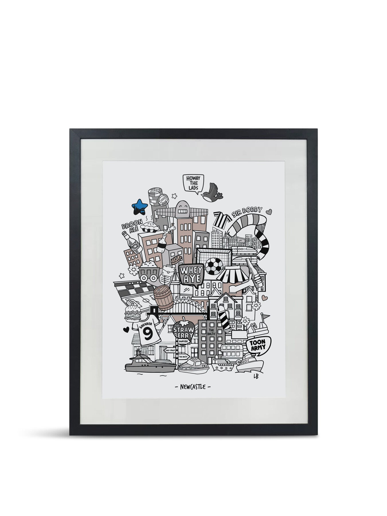 Newcastle Location A3 Print With Frame