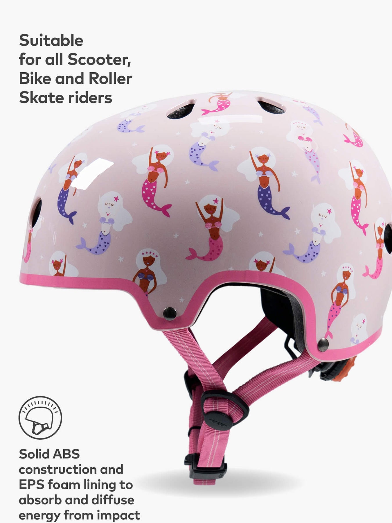 Kids’ Mermaid Print Cycle Helmet Medium Pink