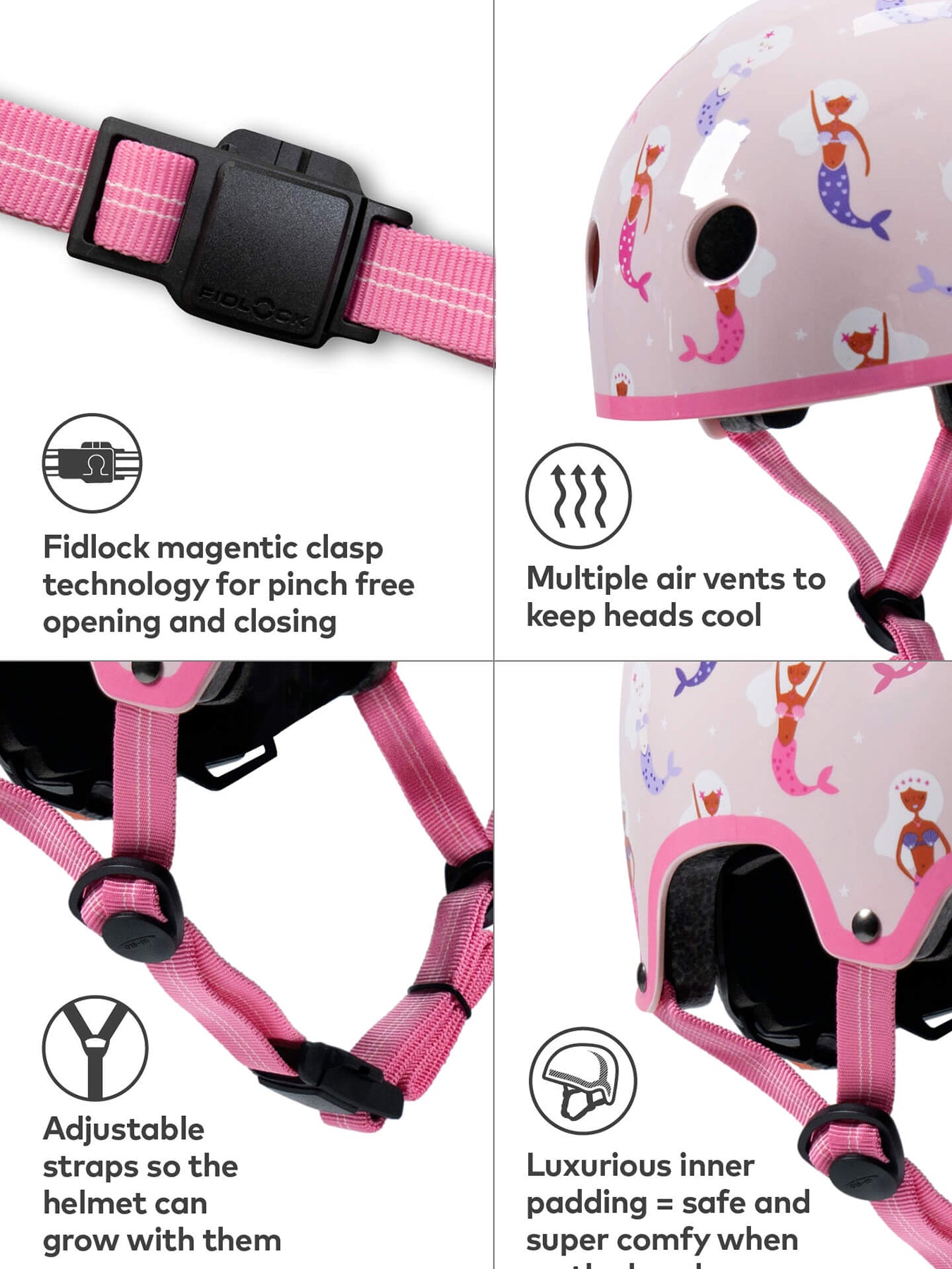 Kids’ Mermaid Print Cycle Helmet Medium Pink