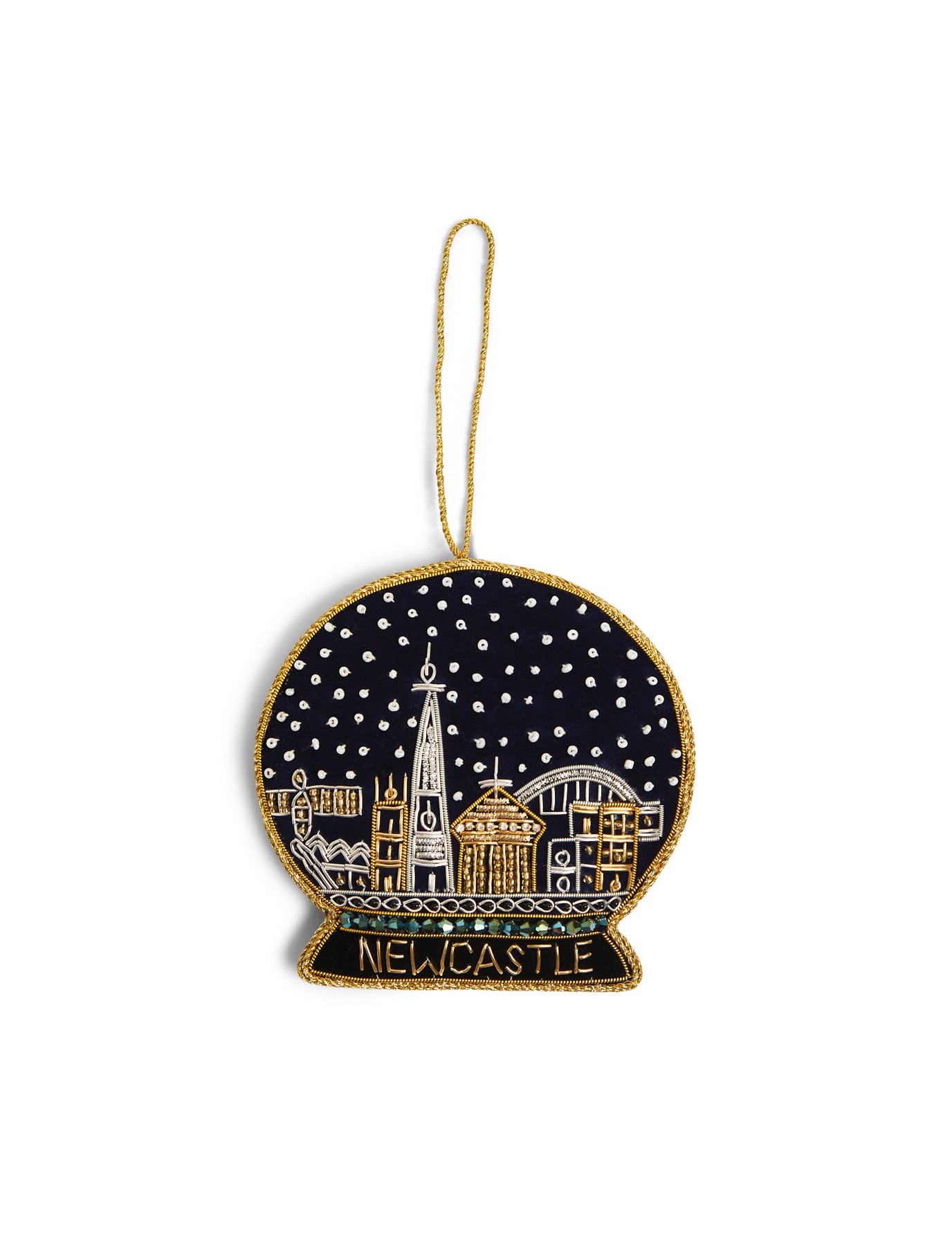 Newcastle Snow Globe Velvet Christmas Tree Hanging Decoration