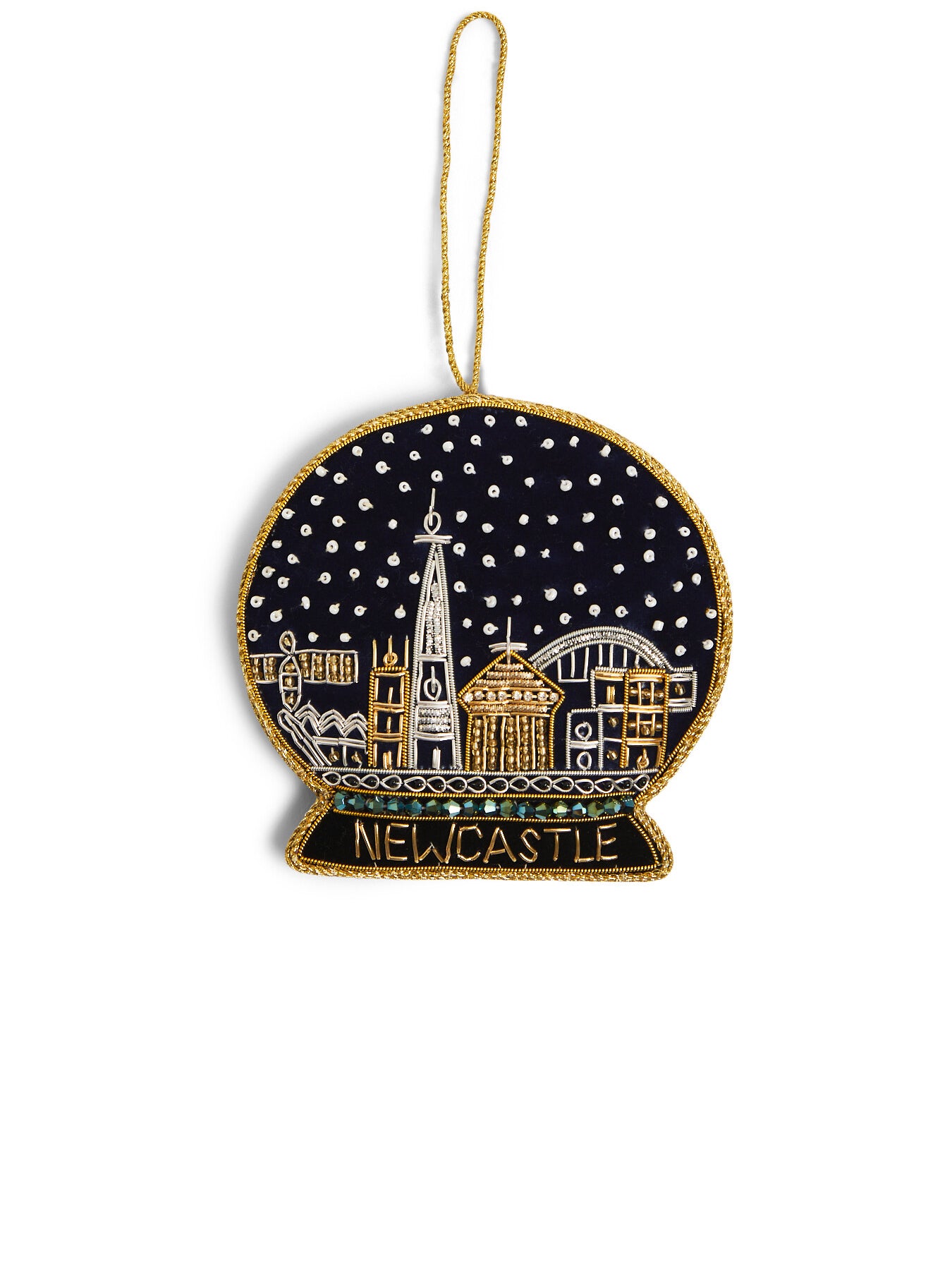 Newcastle Snow Globe Velvet Christmas Tree Hanging Decoration